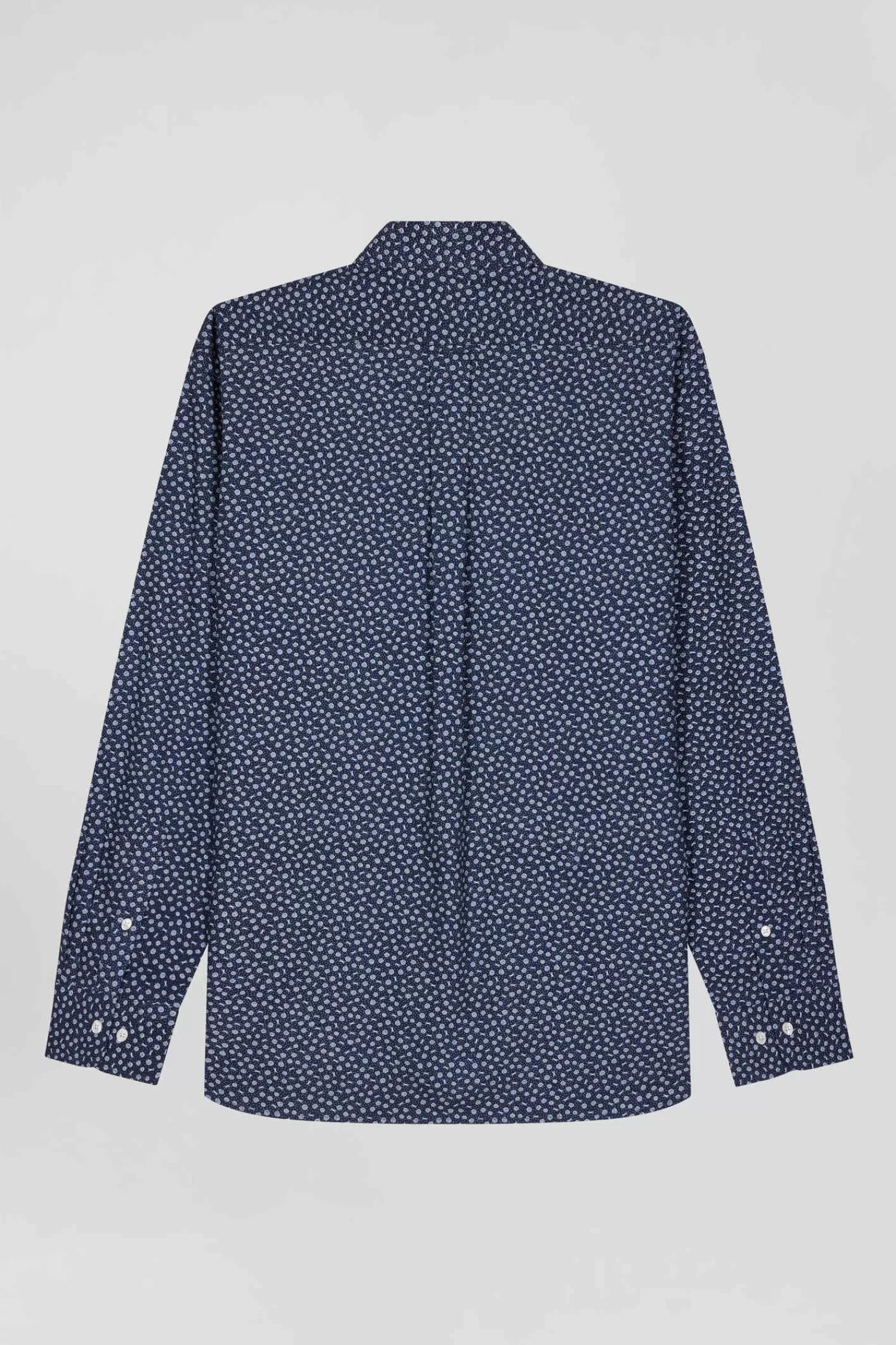 Eden Park Regular navy cotton poplin shirt with micro floral print< Shirts