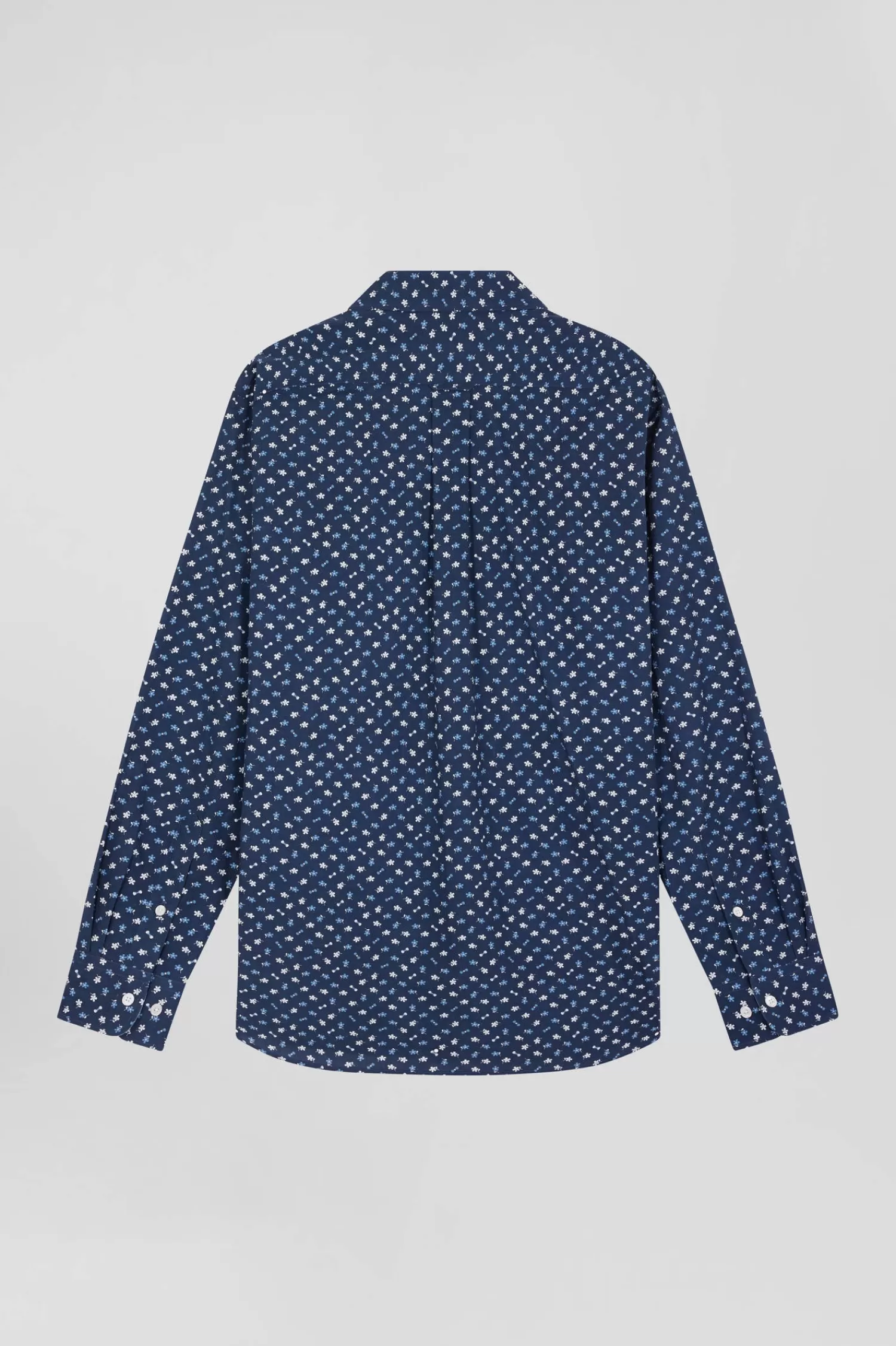 Eden Park Regular navy cotton poplin shirt with micro floral print< Shirts