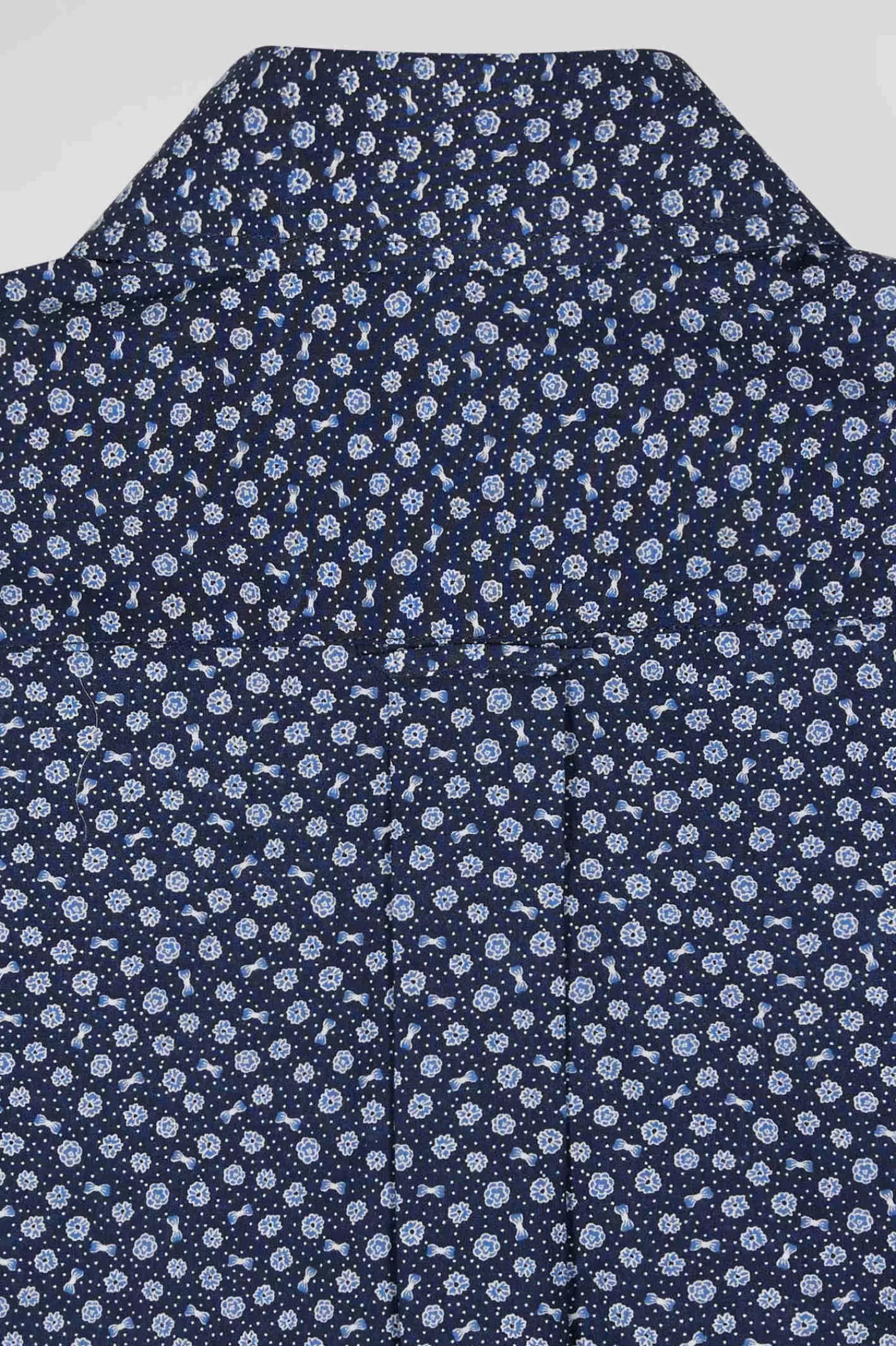 Eden Park Regular navy cotton poplin shirt with micro floral print< Shirts