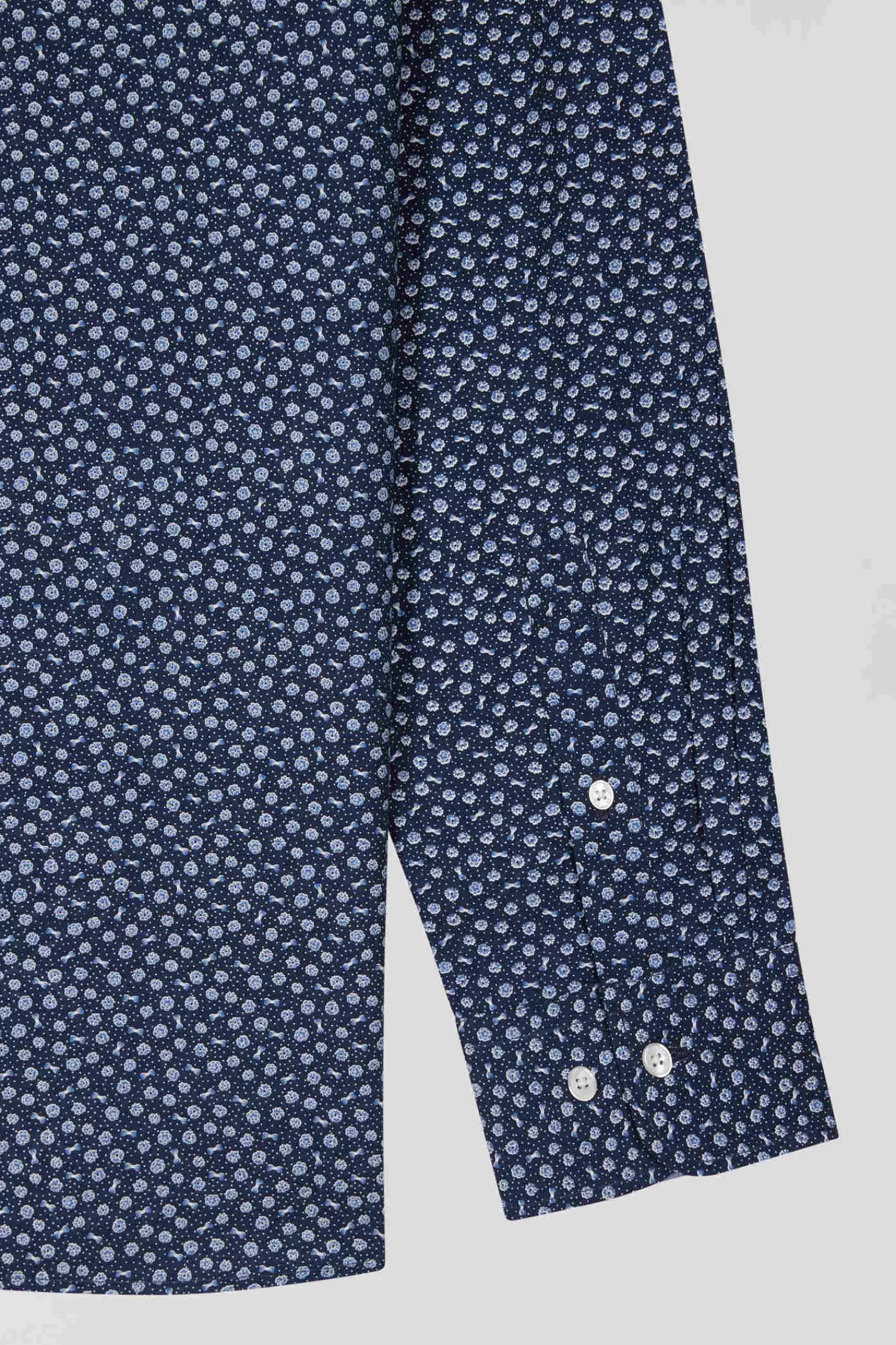 Eden Park Regular navy cotton poplin shirt with micro floral print< Shirts