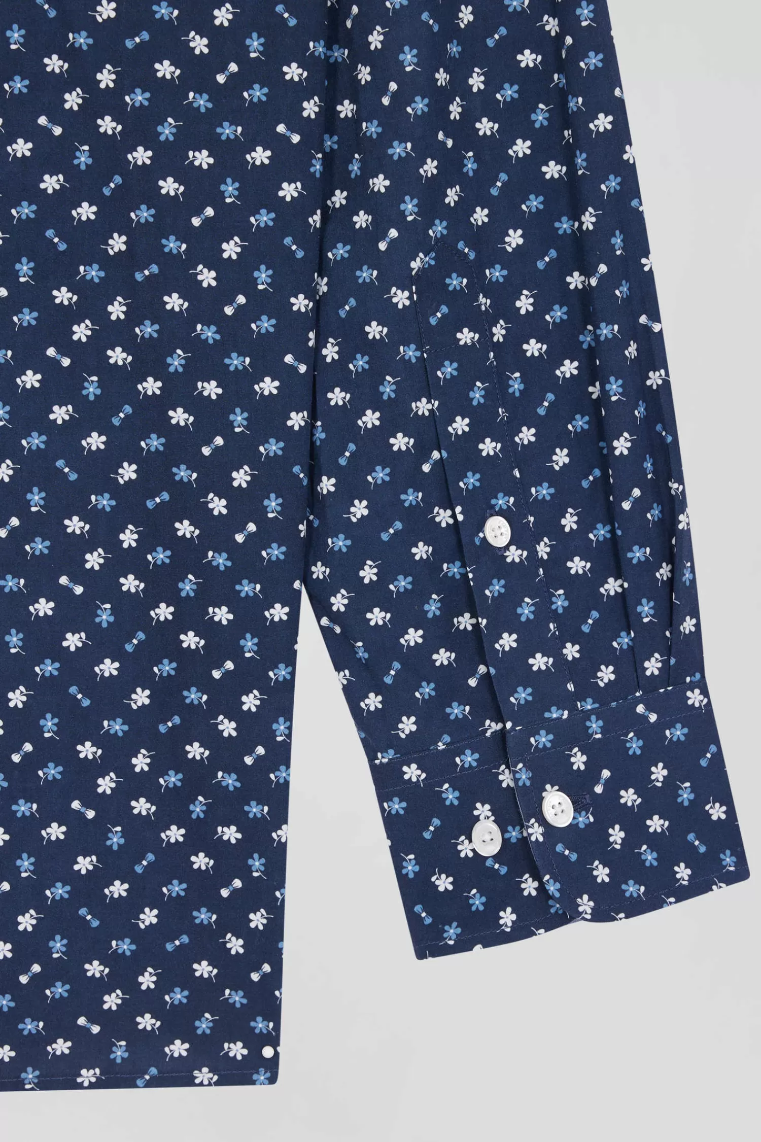 Eden Park Regular navy cotton poplin shirt with micro floral print< Shirts