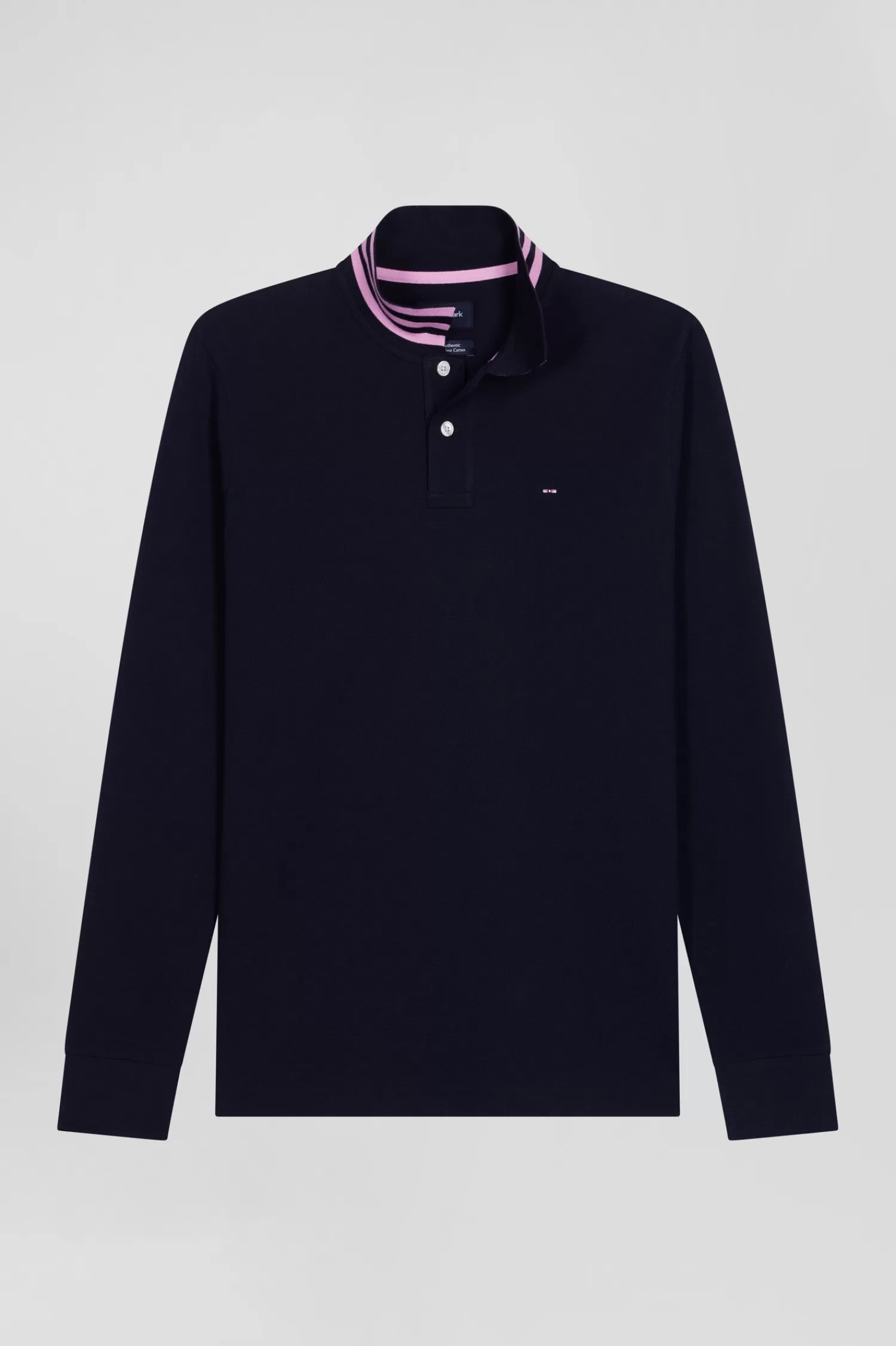 Eden Park Regular navy long-sleeved cotton piqué polo shirt< Polos