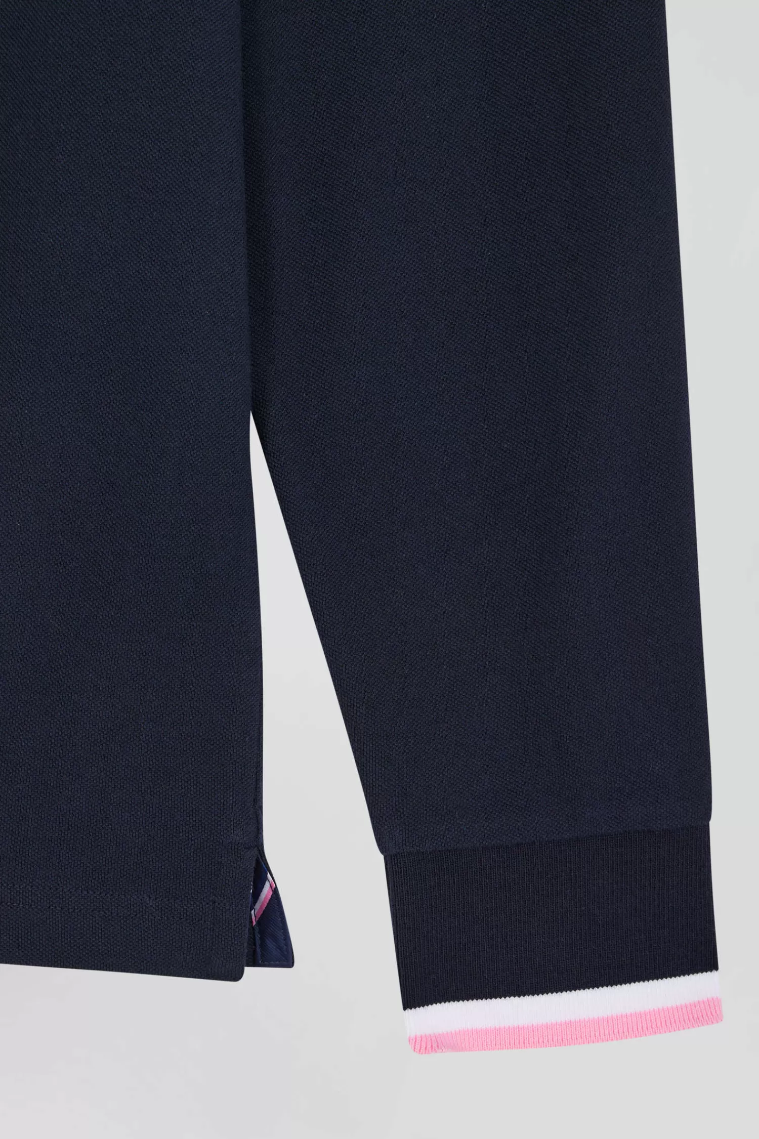 Eden Park Regular navy long-sleeved cotton piqué polo shirt with XV de France embroidery< Polos