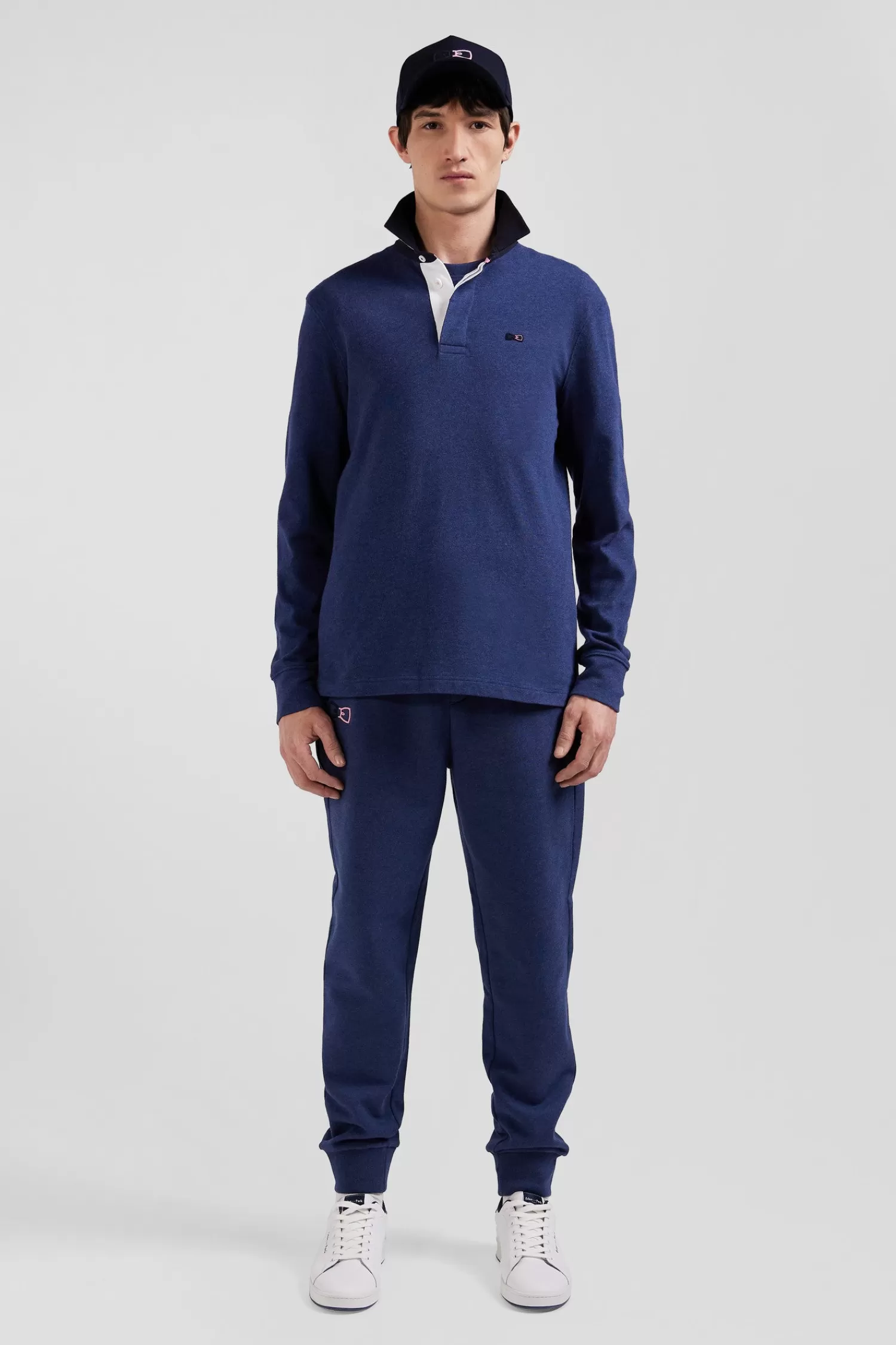 Eden Park Regular navy long-sleeved cotton rugby shirt with bow tie details< Rugby Shirts