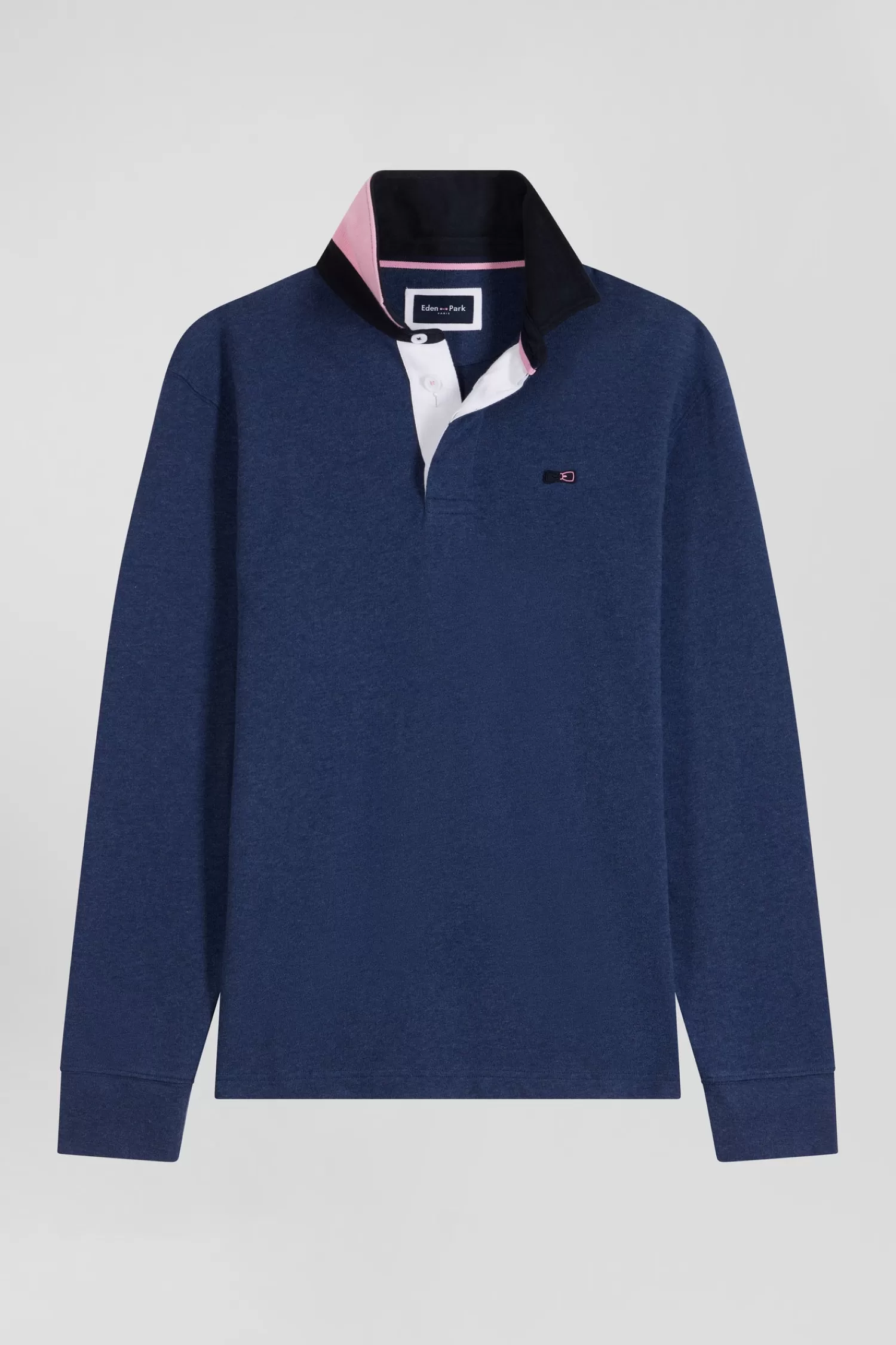 Eden Park Regular navy long-sleeved cotton rugby shirt with bow tie details< Rugby Shirts