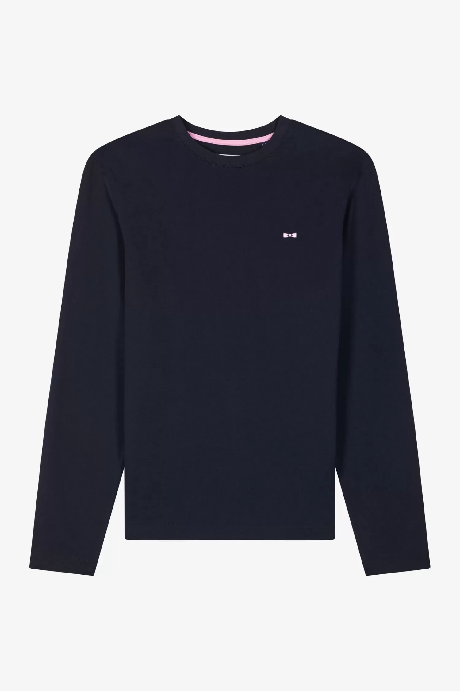 Eden Park Regular navy long-sleeved cotton T-shirt with N°10 embroidery< T-shirts