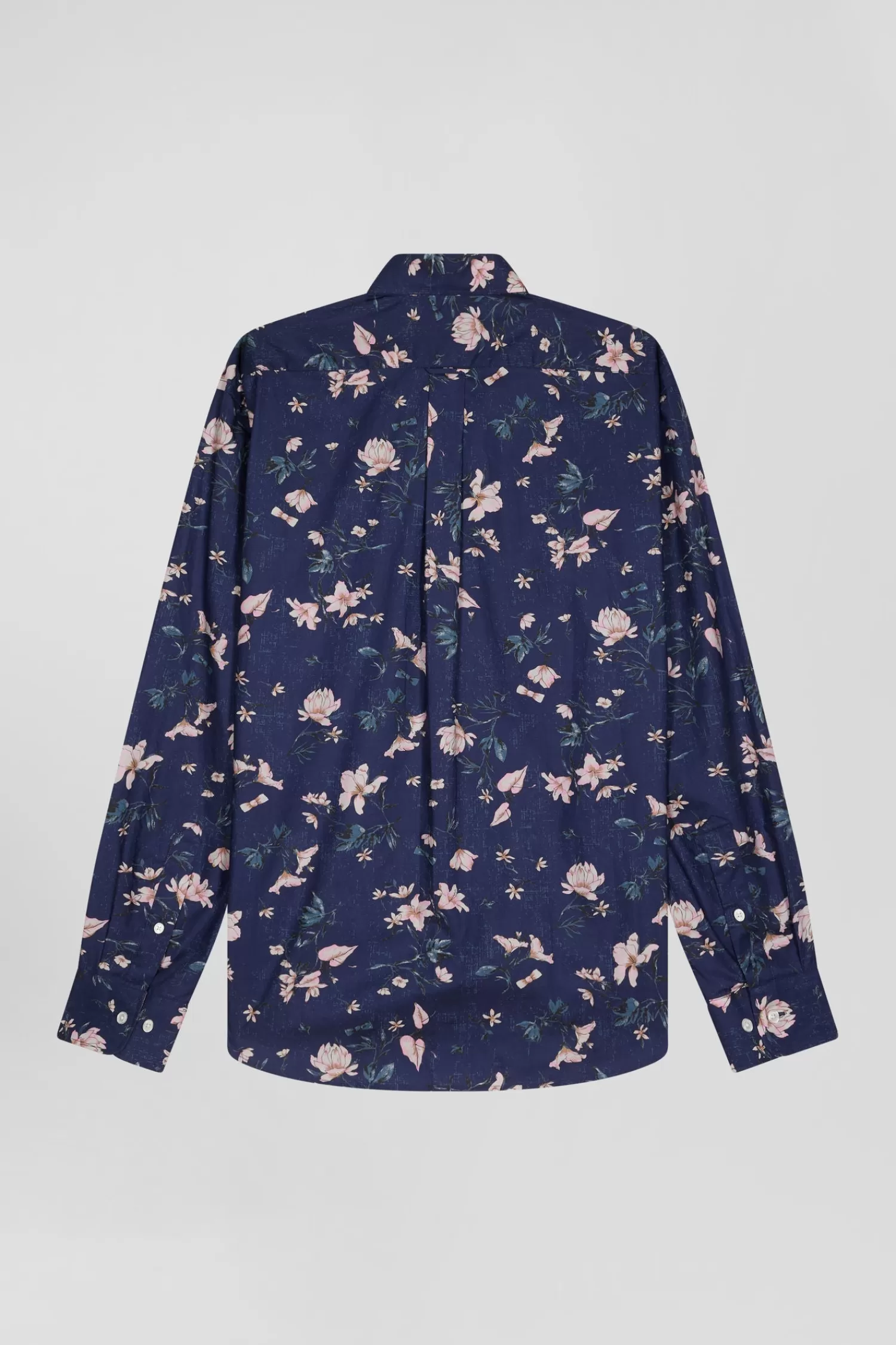 Eden Park Regular navy Pima cotton poplin shirt with floral print< Shirts