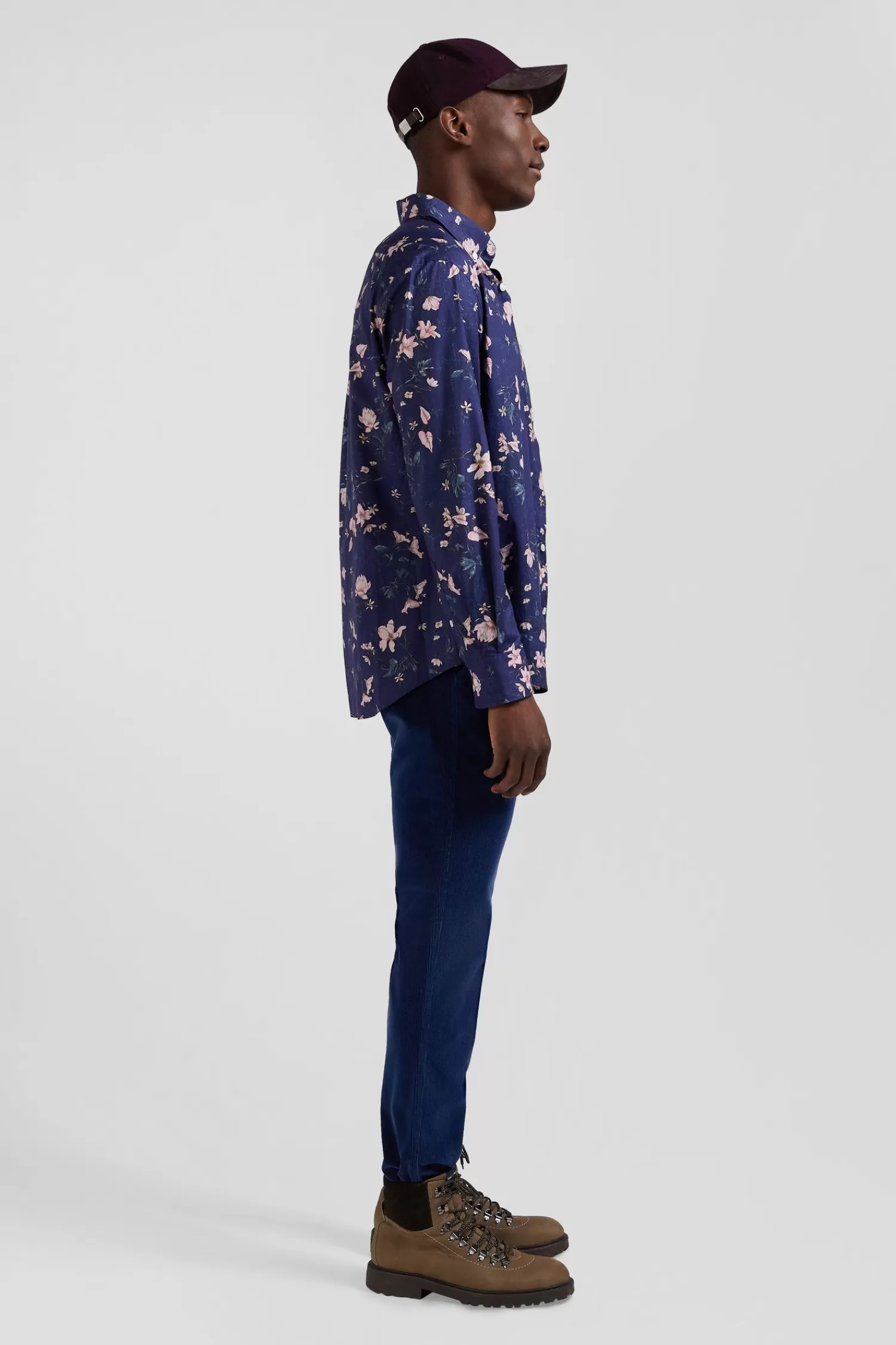 Eden Park Regular navy Pima cotton poplin shirt with floral print< Shirts