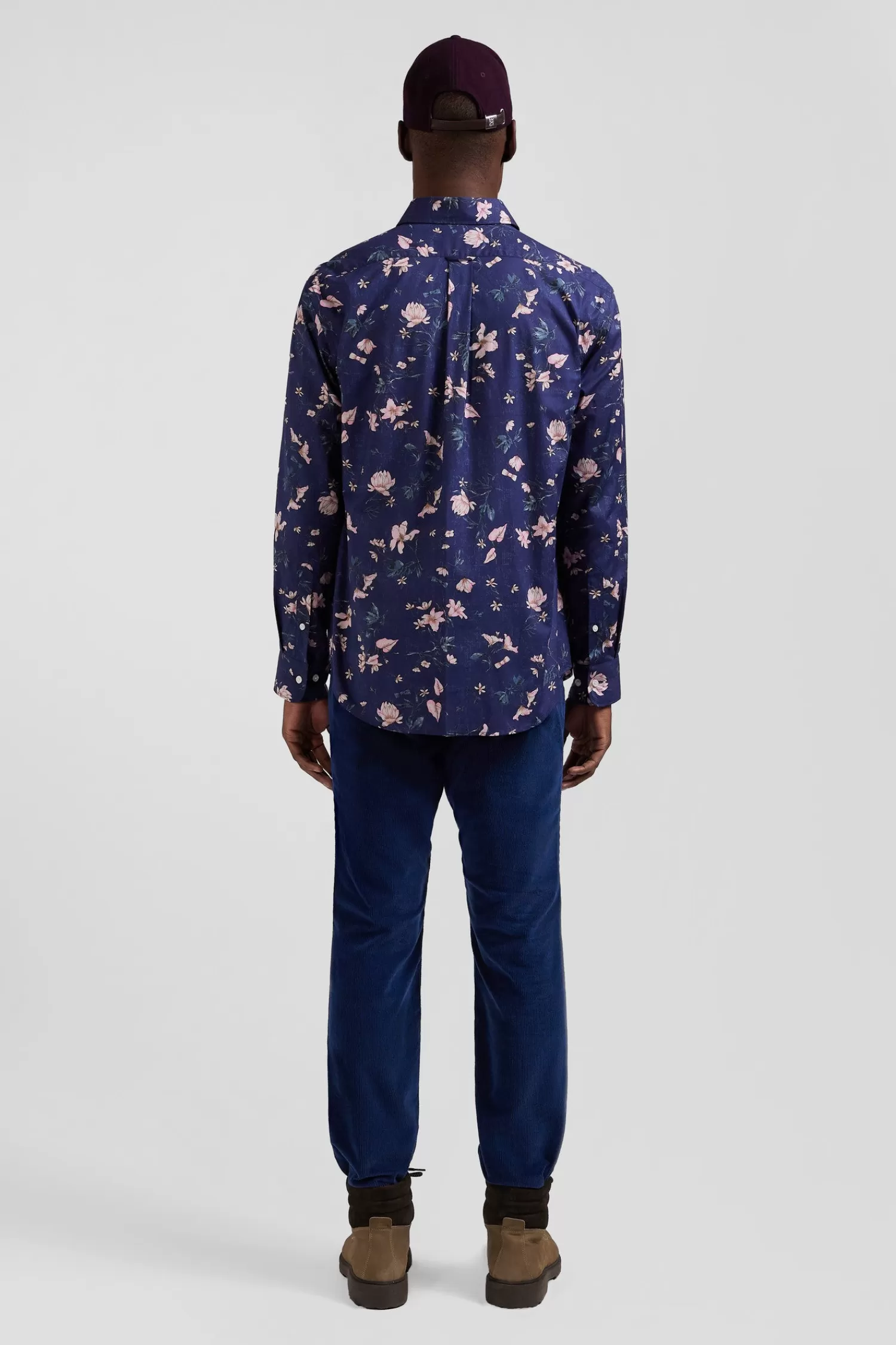 Eden Park Regular navy Pima cotton poplin shirt with floral print< Shirts