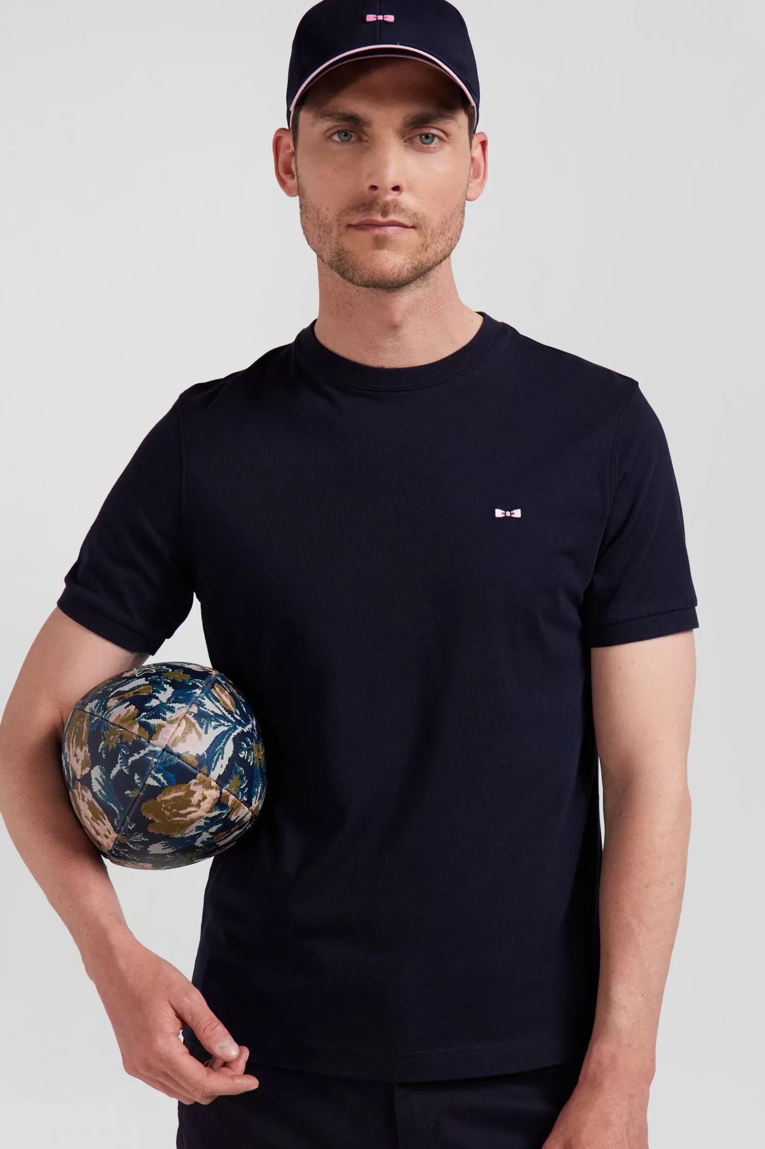 Eden Park Regular navy short-sleeved cotton T-shirt with back emblem embroidery< T-shirts