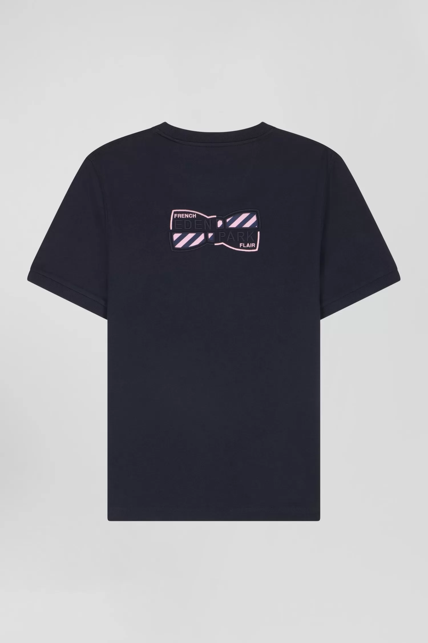 Eden Park Regular navy short-sleeved cotton T-shirt with back emblem embroidery< T-shirts