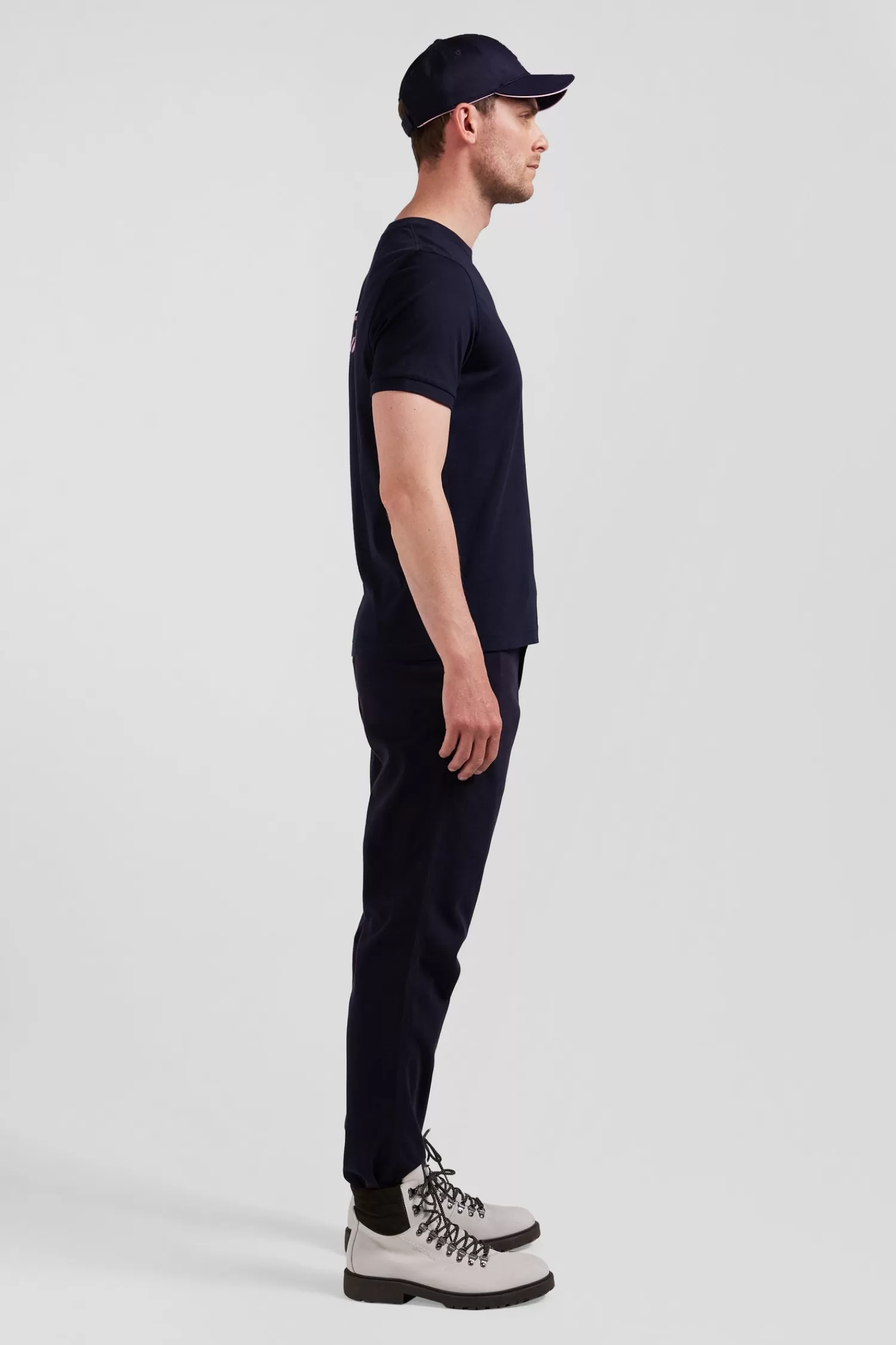 Eden Park Regular navy short-sleeved cotton T-shirt with back emblem embroidery< T-shirts