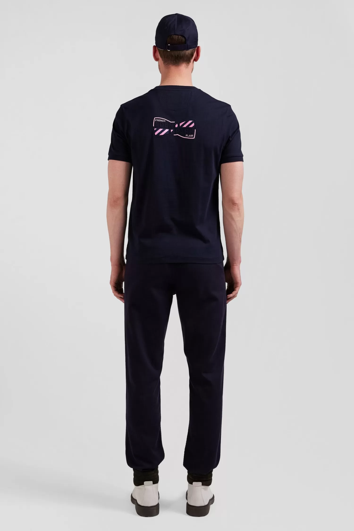 Eden Park Regular navy short-sleeved cotton T-shirt with back emblem embroidery< T-shirts