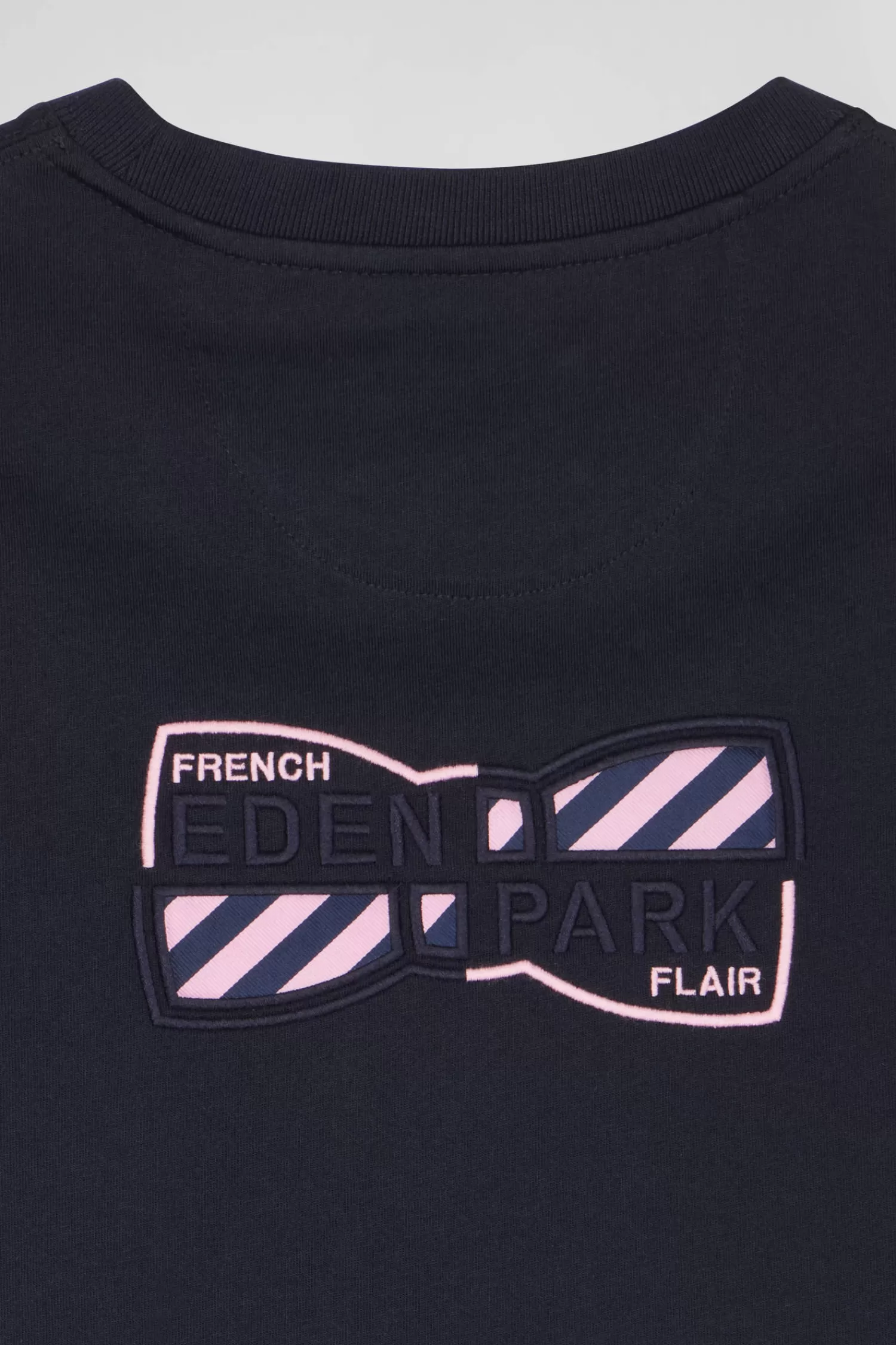 Eden Park Regular navy short-sleeved cotton T-shirt with back emblem embroidery< T-shirts