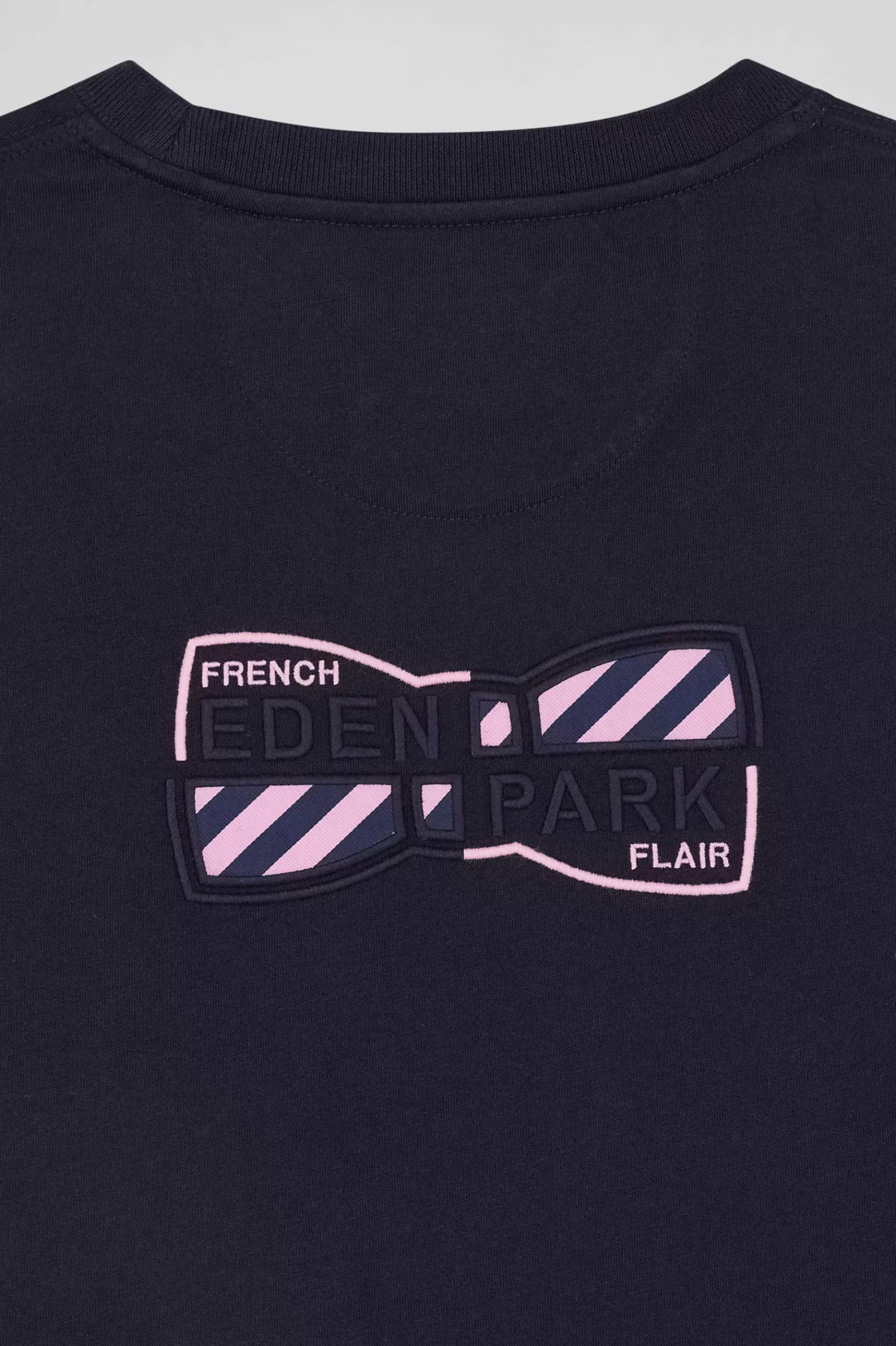 Eden Park Regular navy short-sleeved cotton T-shirt with back emblem embroidery< T-shirts