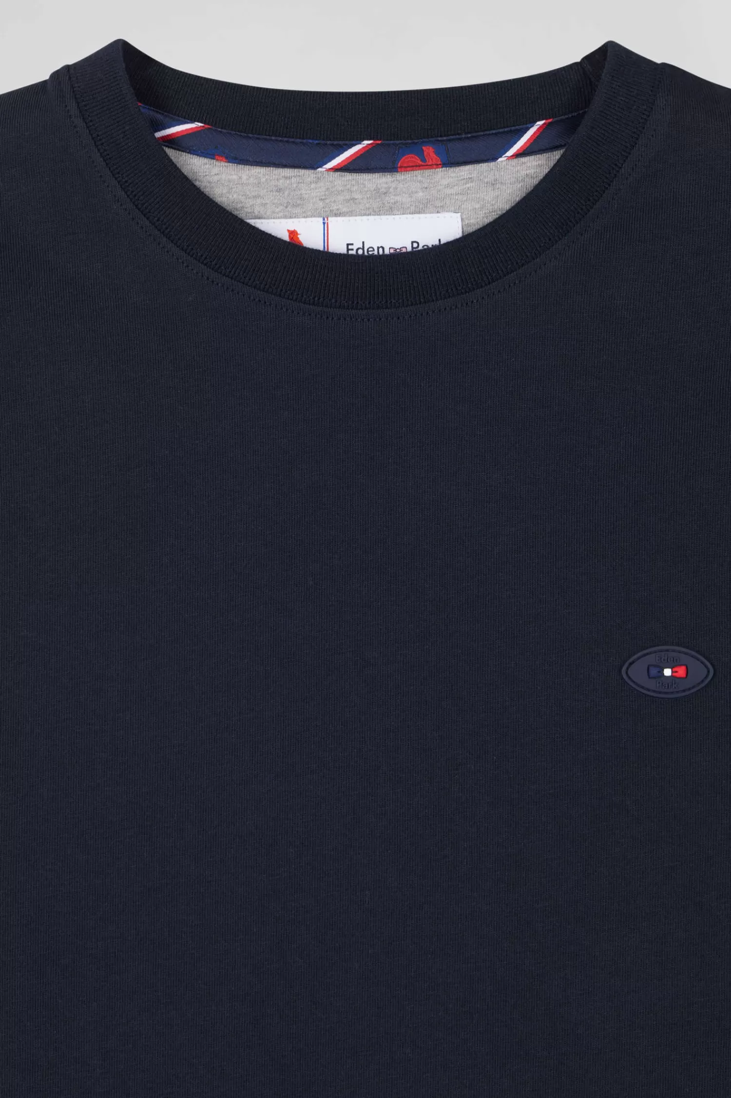 Eden Park Regular navy short-sleeved cotton T-shirt with tricolor XV de France embroidery< T-shirts