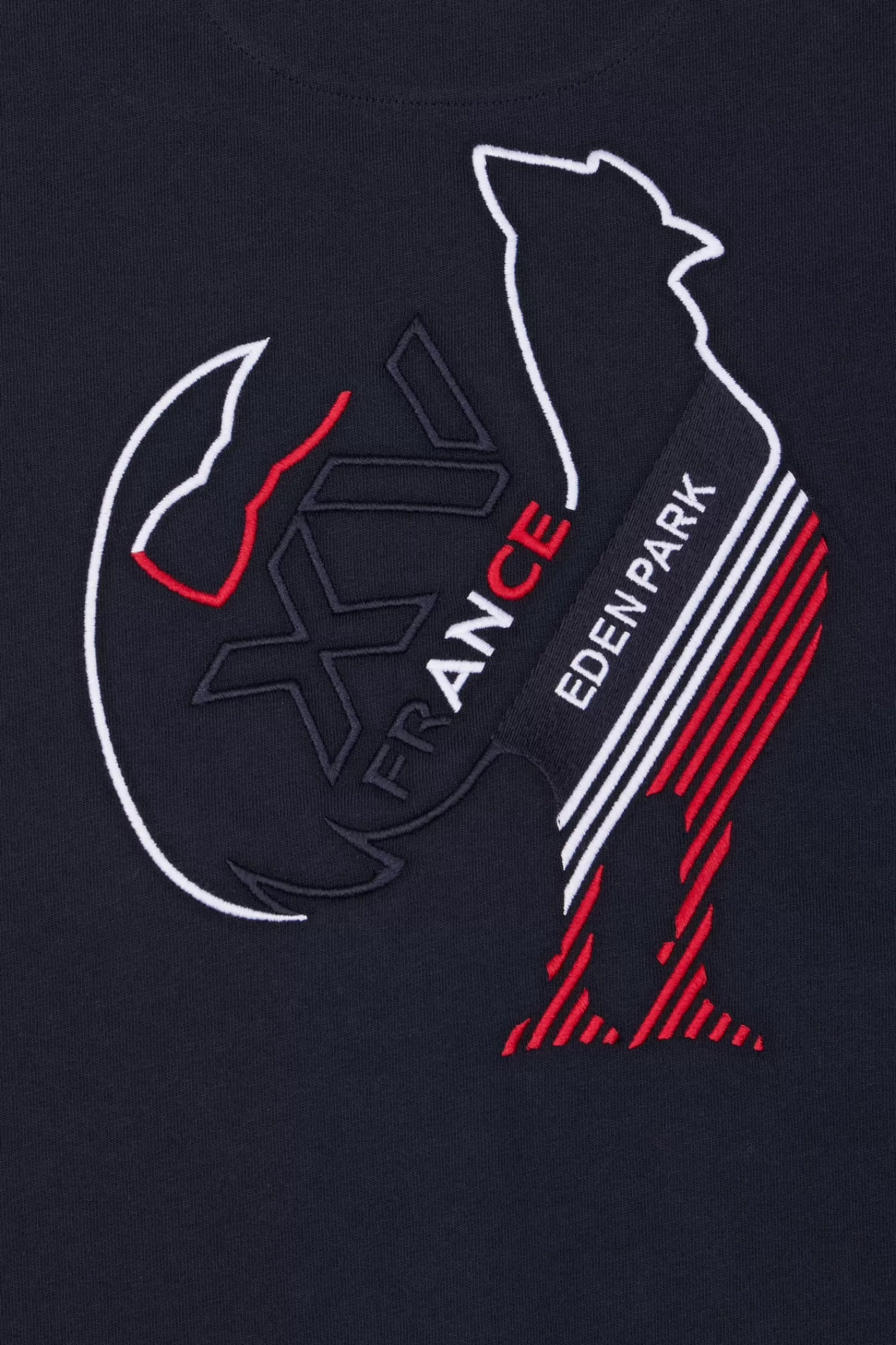 Eden Park Regular navy short-sleeved cotton T-shirt with tricolor XV de France embroidery< T-shirts