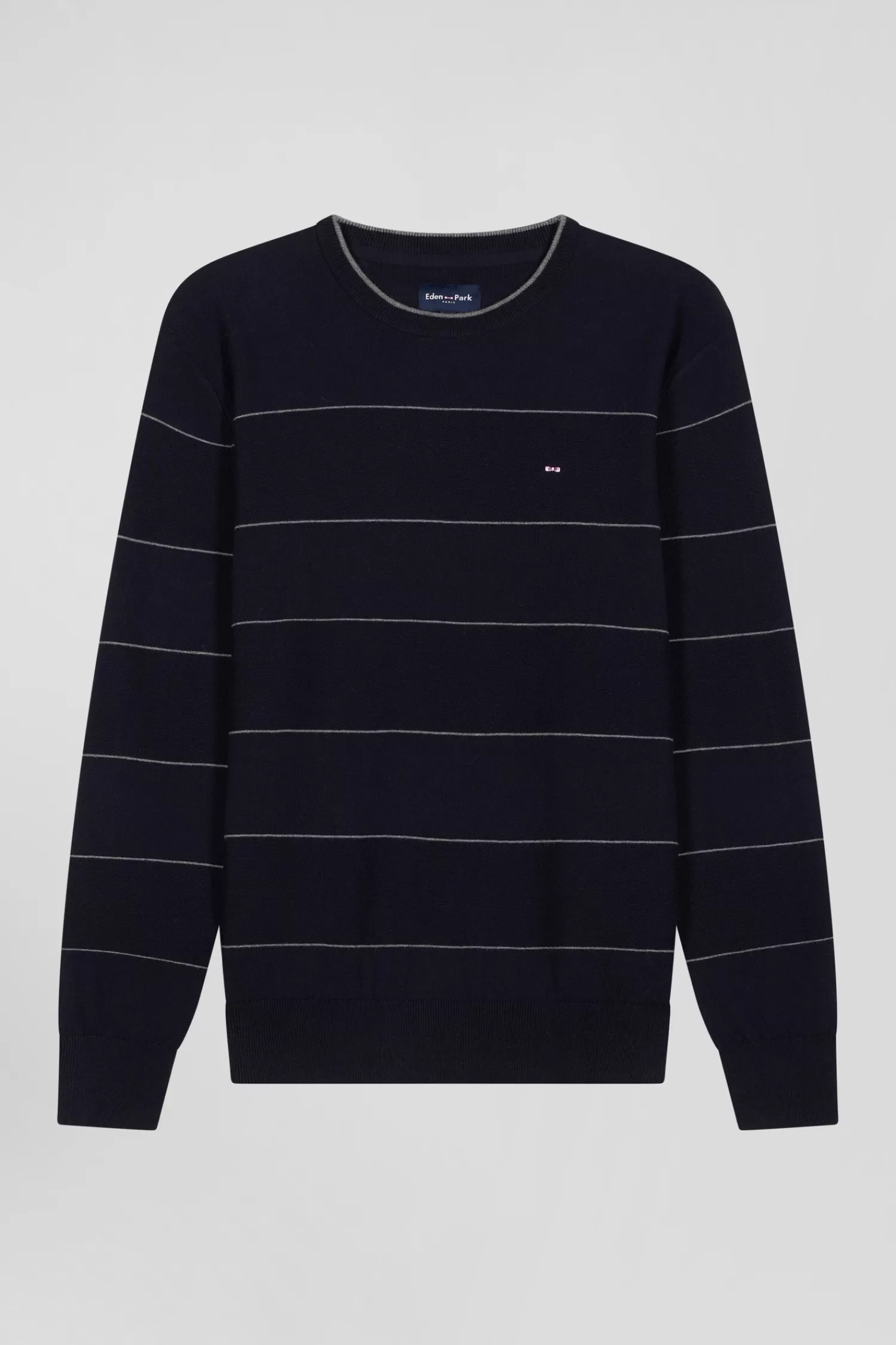 Eden Park Regular navy striped cotton and cashmere crew neck jumper< Sweaters