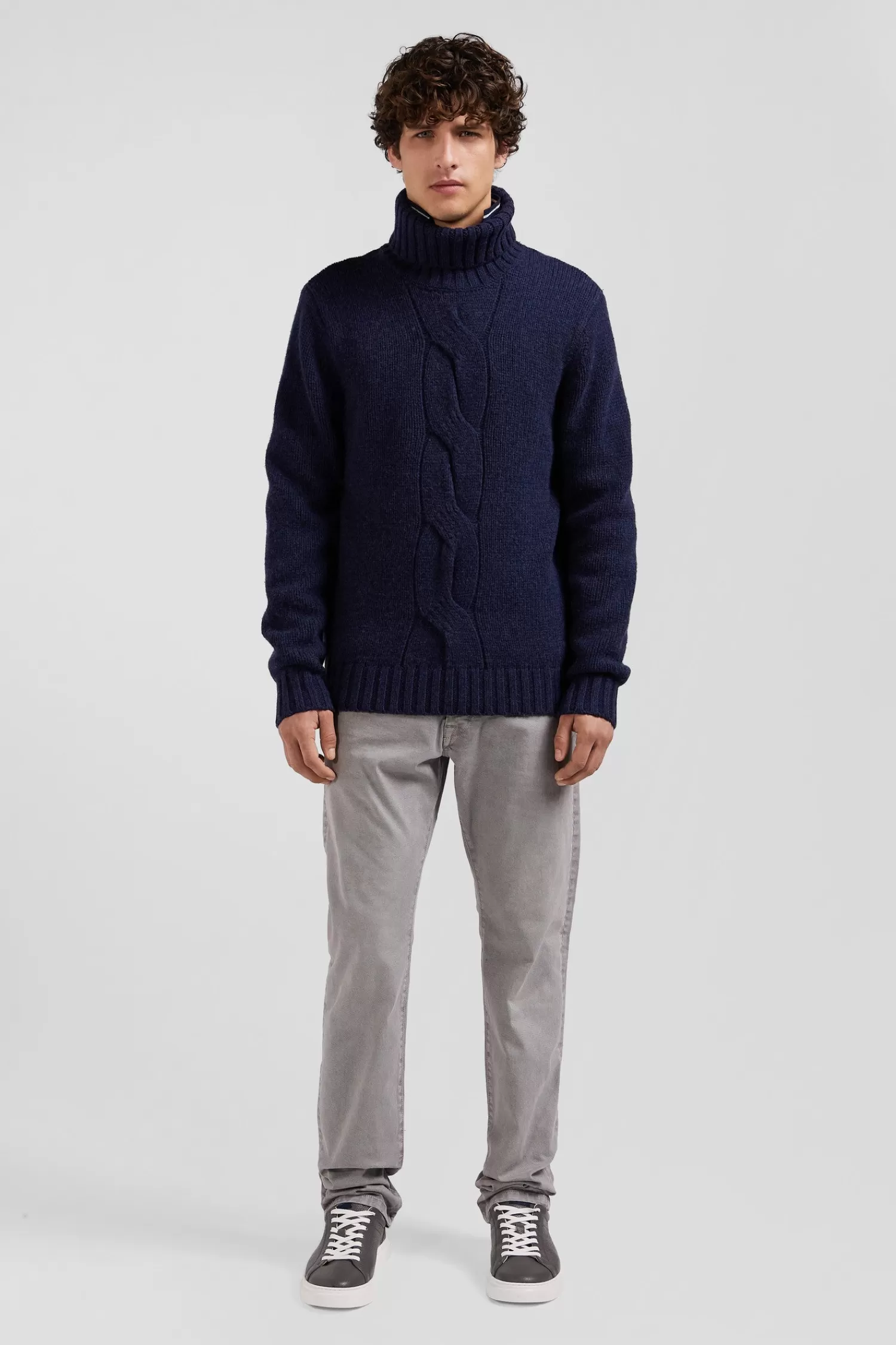 Eden Park Regular navy virgin wool and recycled polyamide turtleneck jumper with 3D knitting< Sweaters