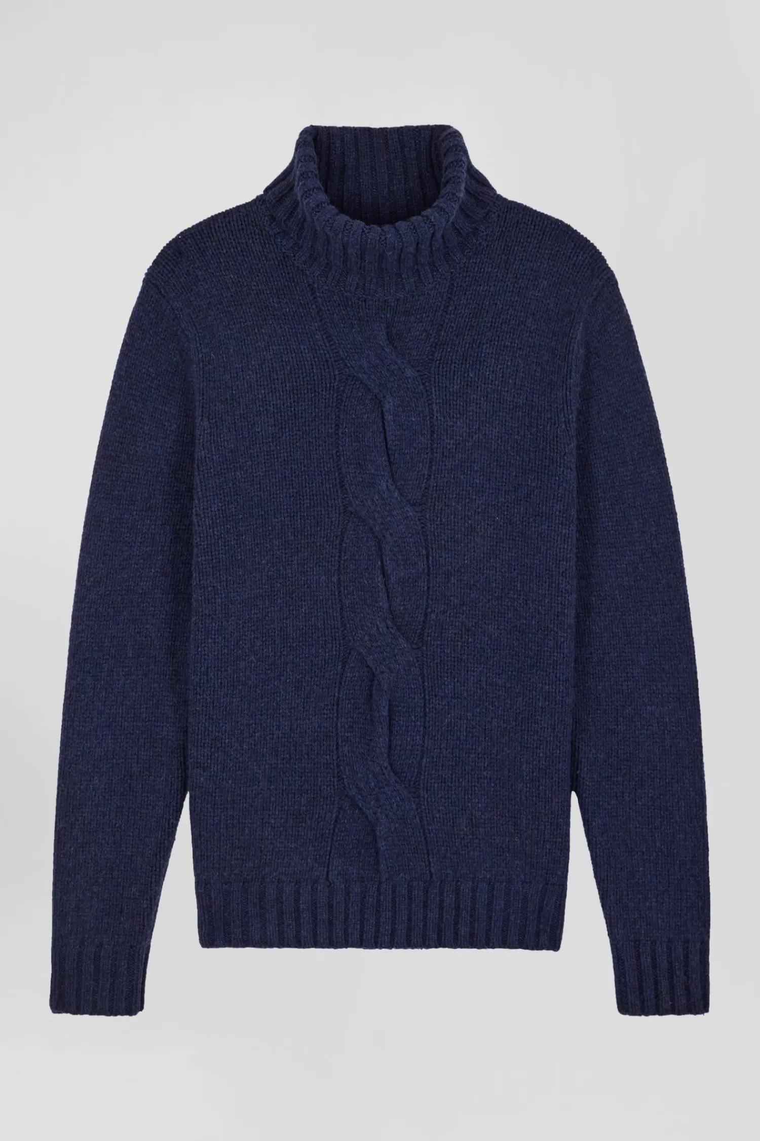 Eden Park Regular navy virgin wool and recycled polyamide turtleneck jumper with 3D knitting< Sweaters