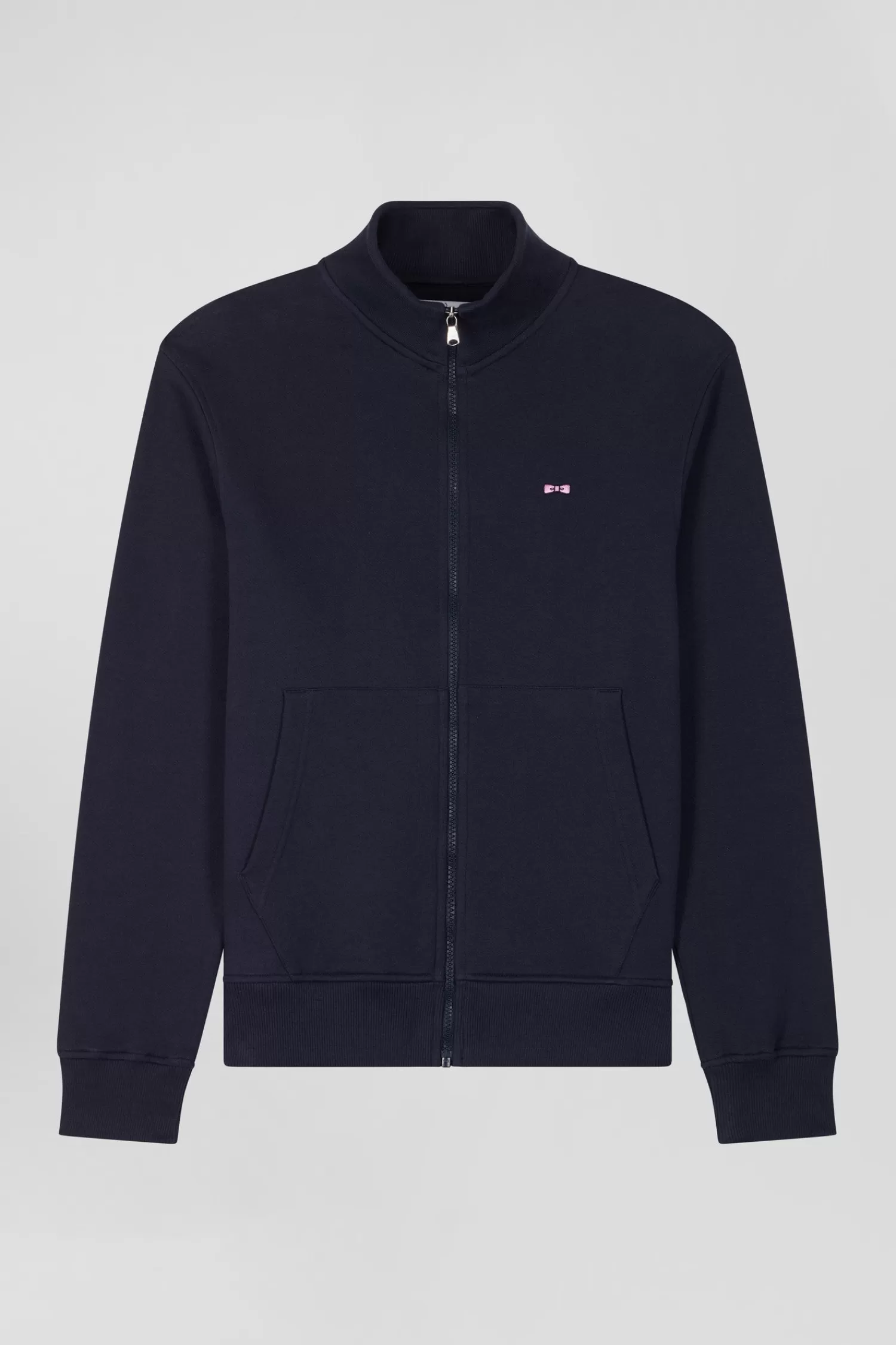 Eden Park Regular navy zipped brushed cotton fleece with high top collar< Sweatshirts