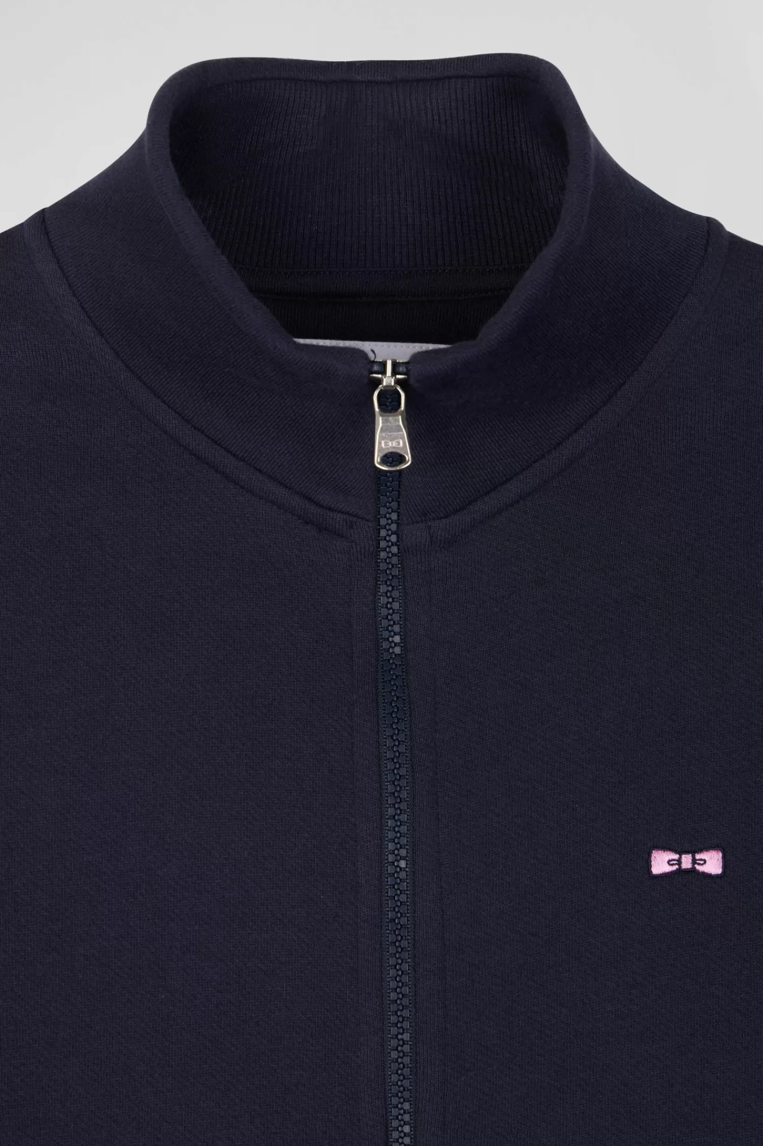 Eden Park Regular navy zipped brushed cotton fleece with high top collar< Sweatshirts