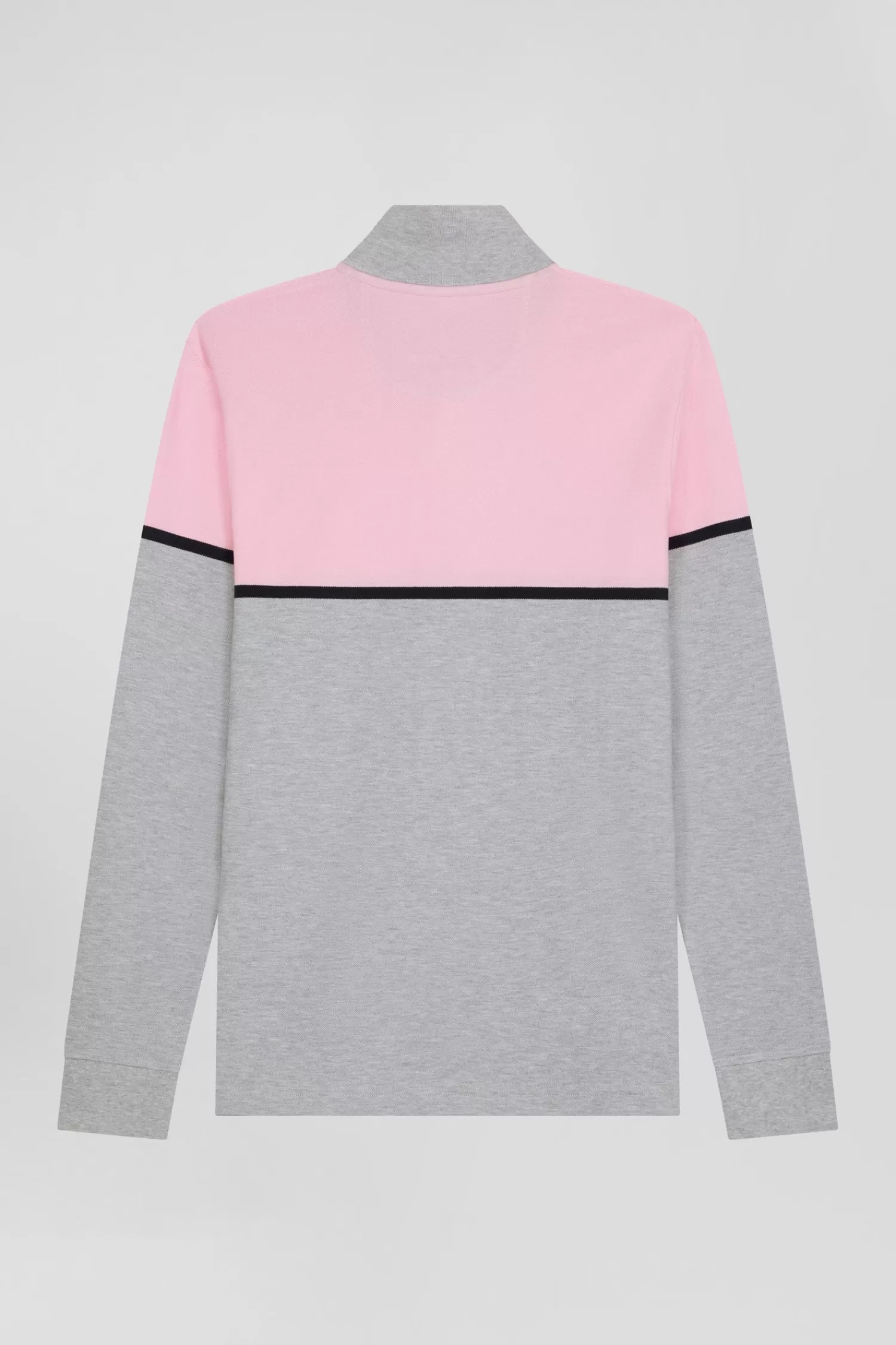 Eden Park Regular pink bicolor long-sleeved cotton piqué polo shirt< Polos