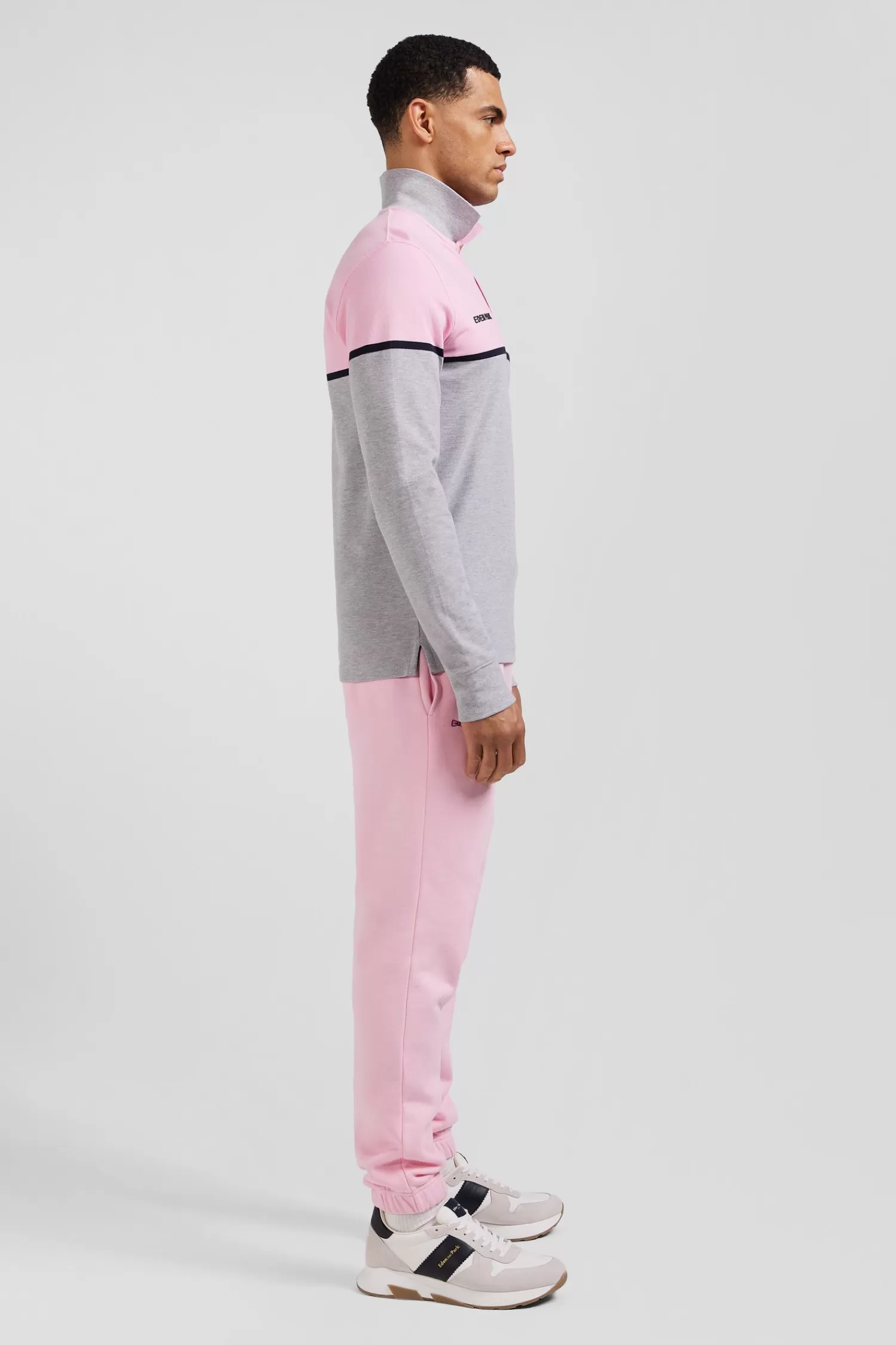 Eden Park Regular pink bicolor long-sleeved cotton piqué polo shirt< Polos