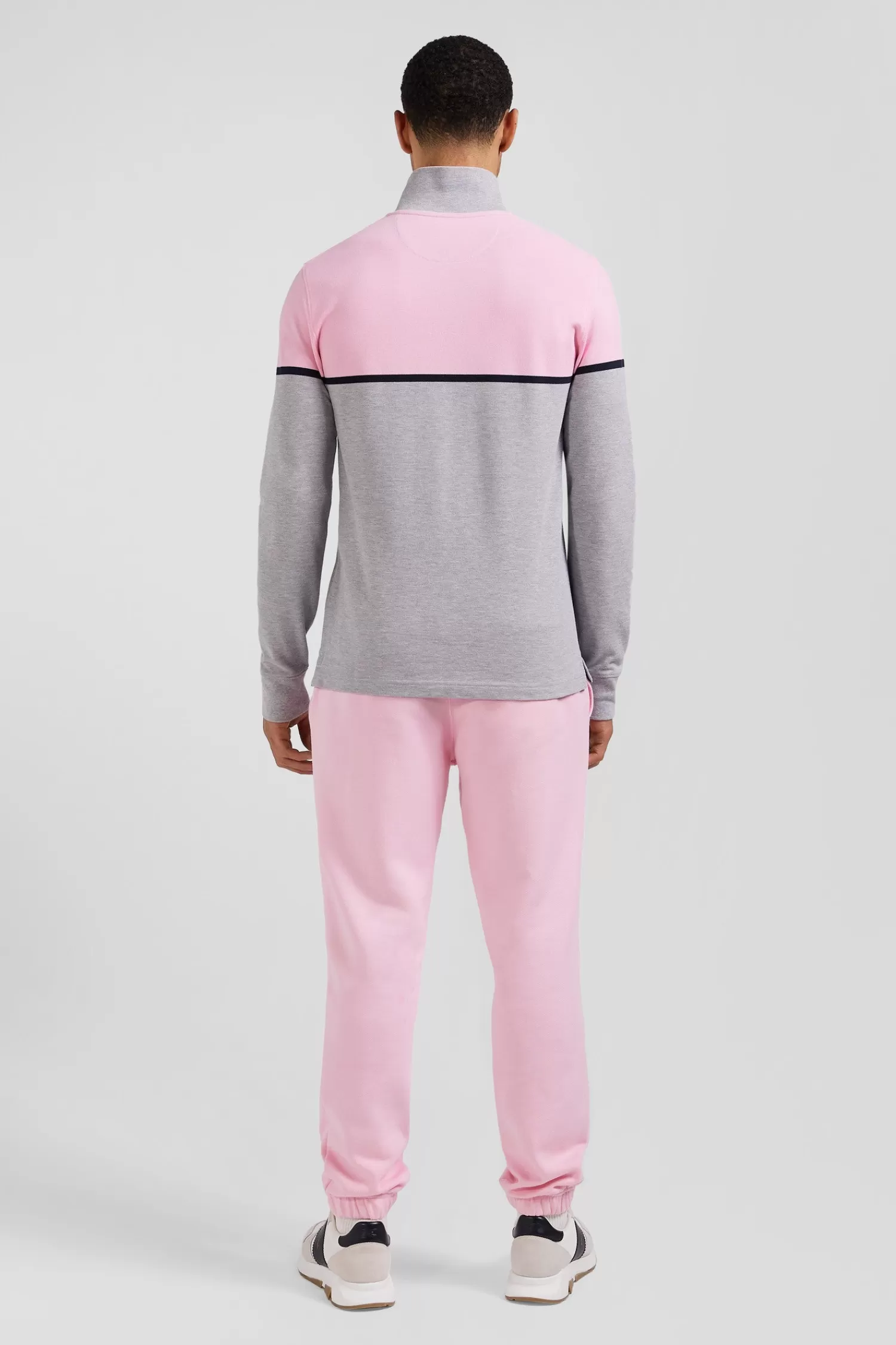 Eden Park Regular pink bicolor long-sleeved cotton piqué polo shirt< Polos