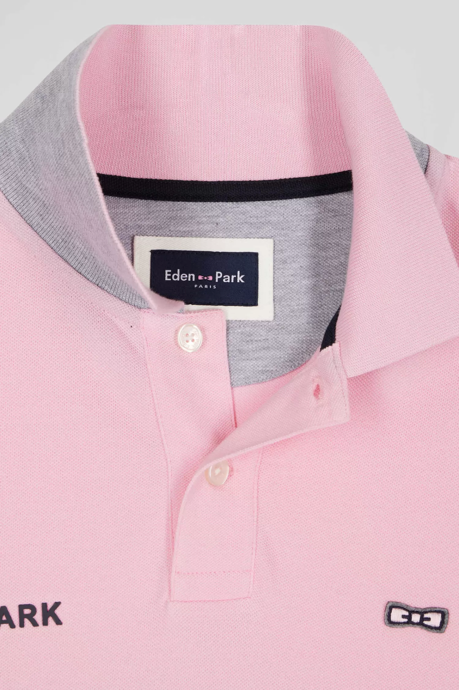 Eden Park Regular pink bicolor long-sleeved cotton piqué polo shirt< Polos