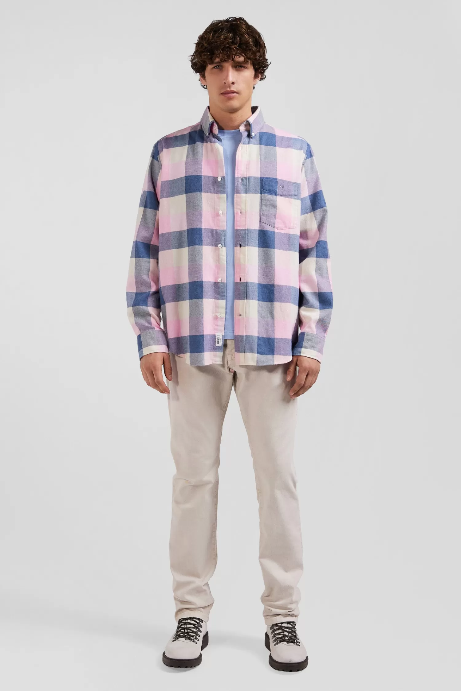 Eden Park Regular pink checked cotton shirt< Shirts
