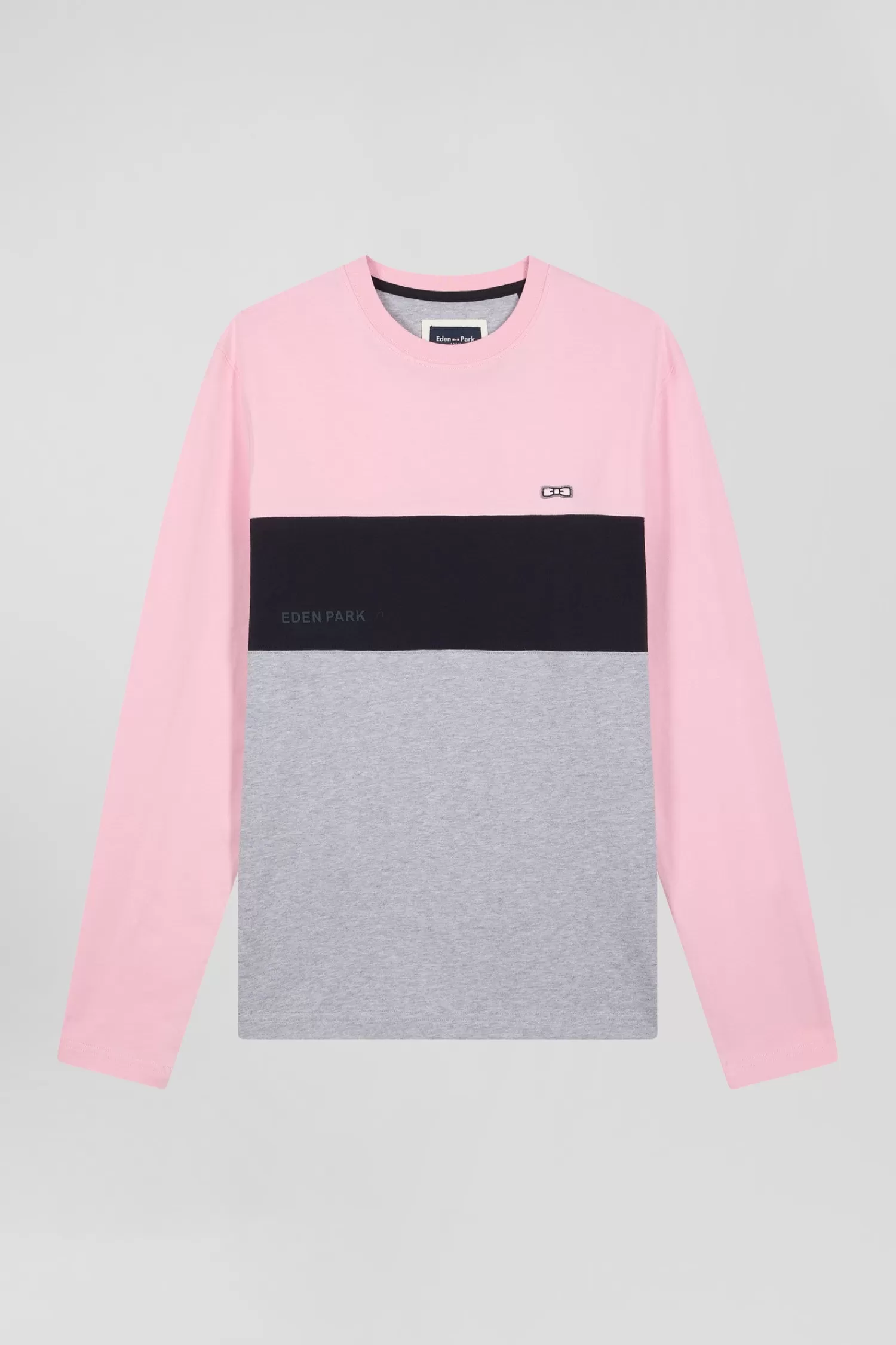 Eden Park Regular pink colorblock long-sleeved cotton T-shirt< T-shirts