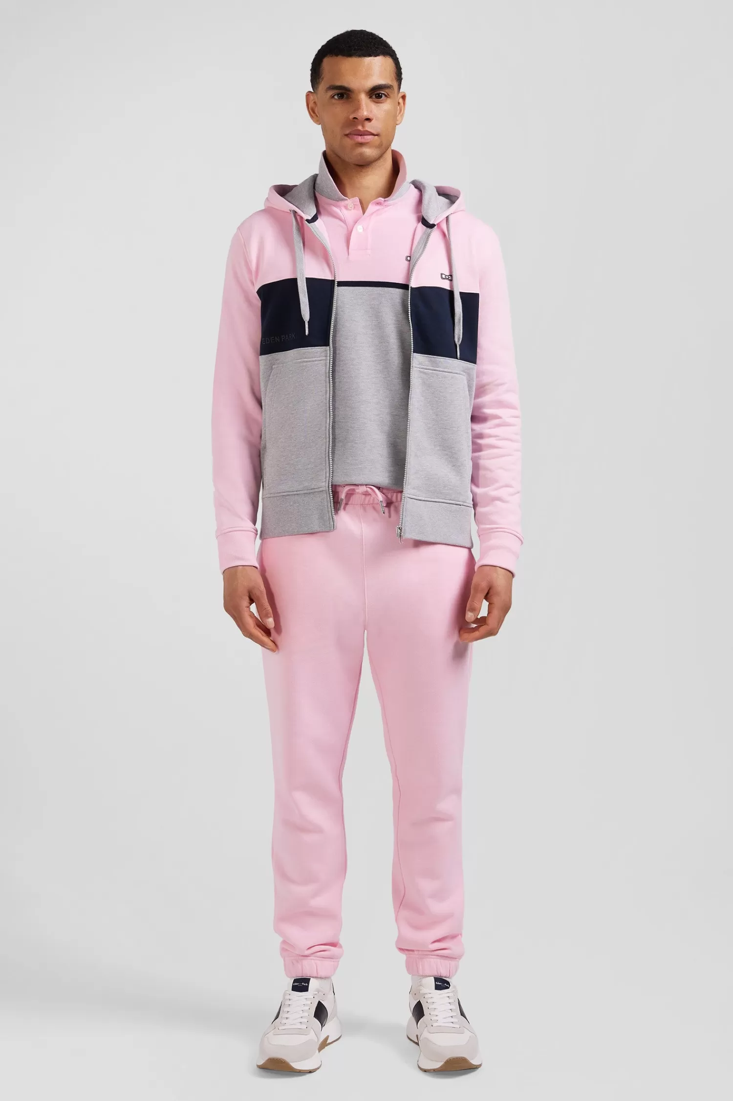 Eden Park Regular pink colorblock zipped cotton hoodie< Sweatshirts