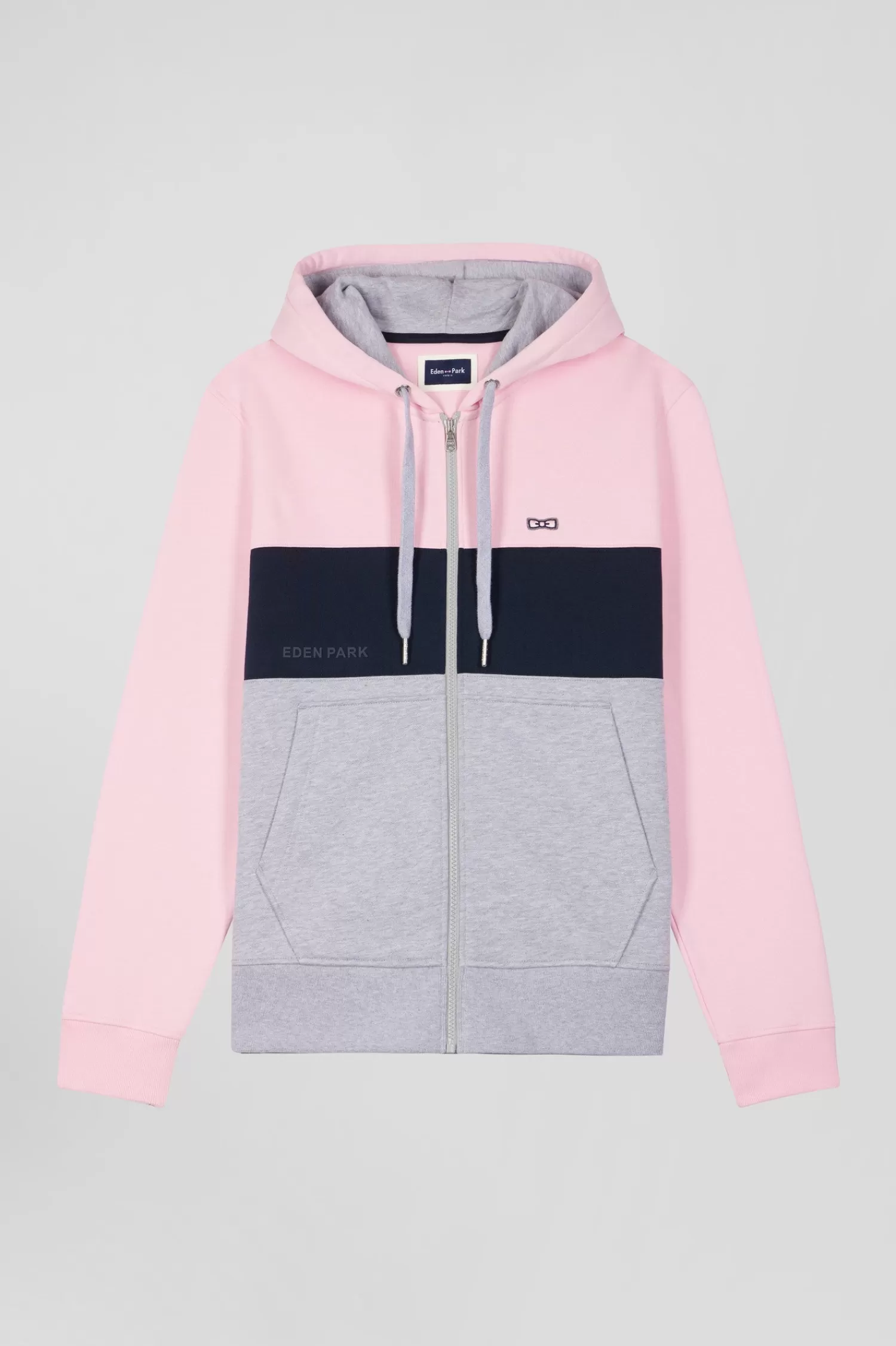 Eden Park Regular pink colorblock zipped cotton hoodie< Sweatshirts