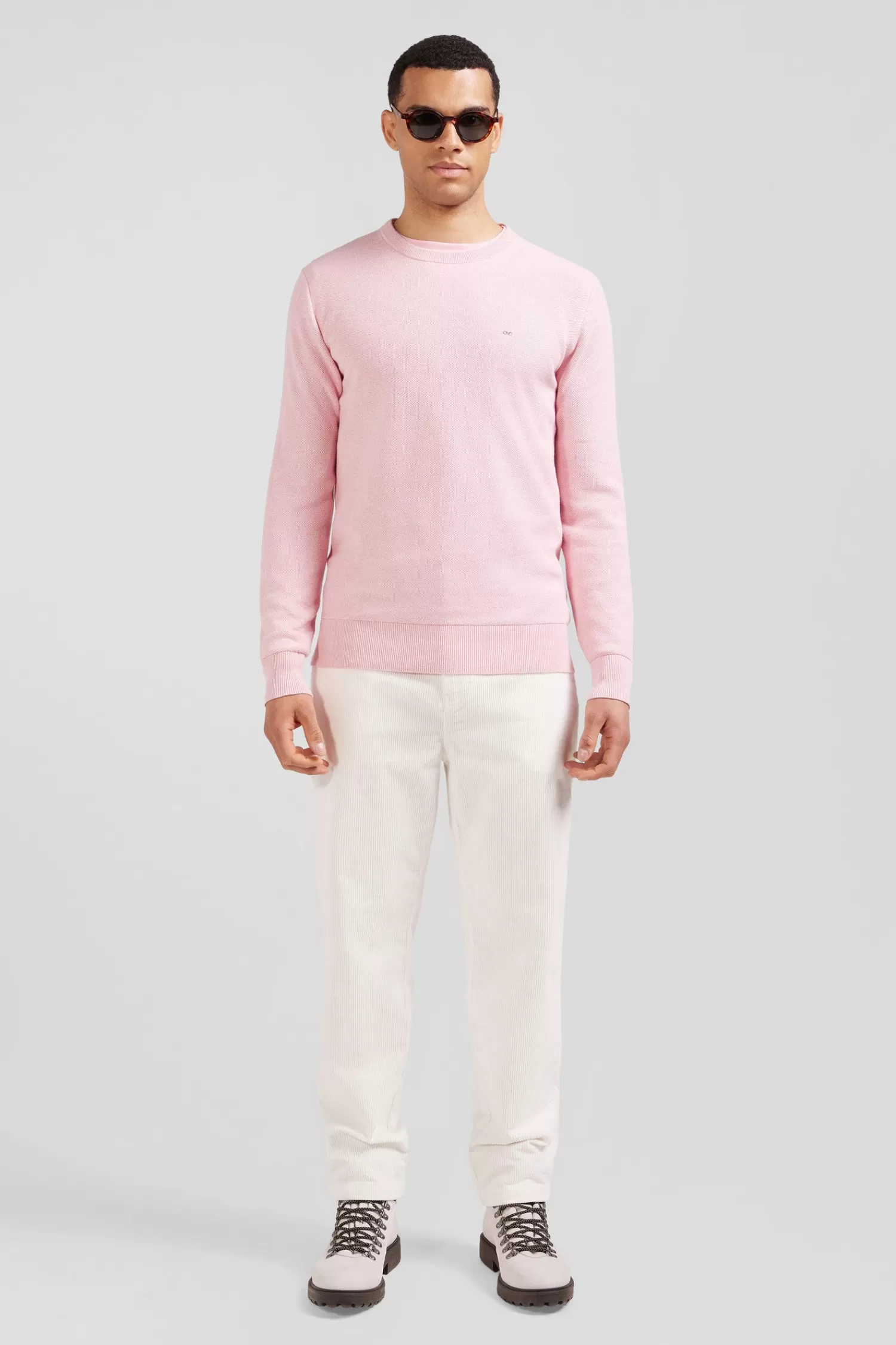 Eden Park Regular pink cotton crew neck jumper< Sweaters