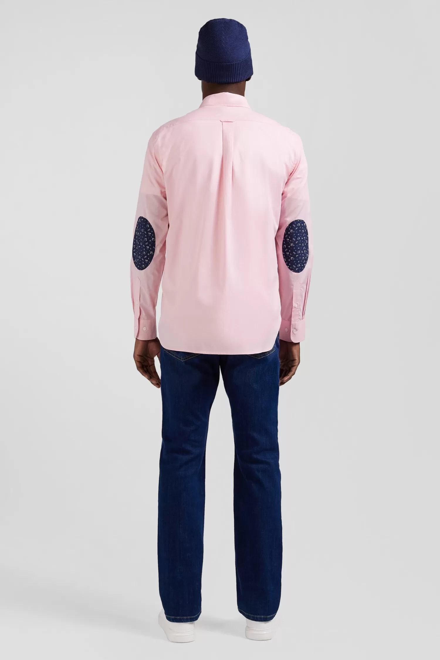 Eden Park Regular pink cotton poplin shirt with button-down collar and printed elbow patches< Shirts