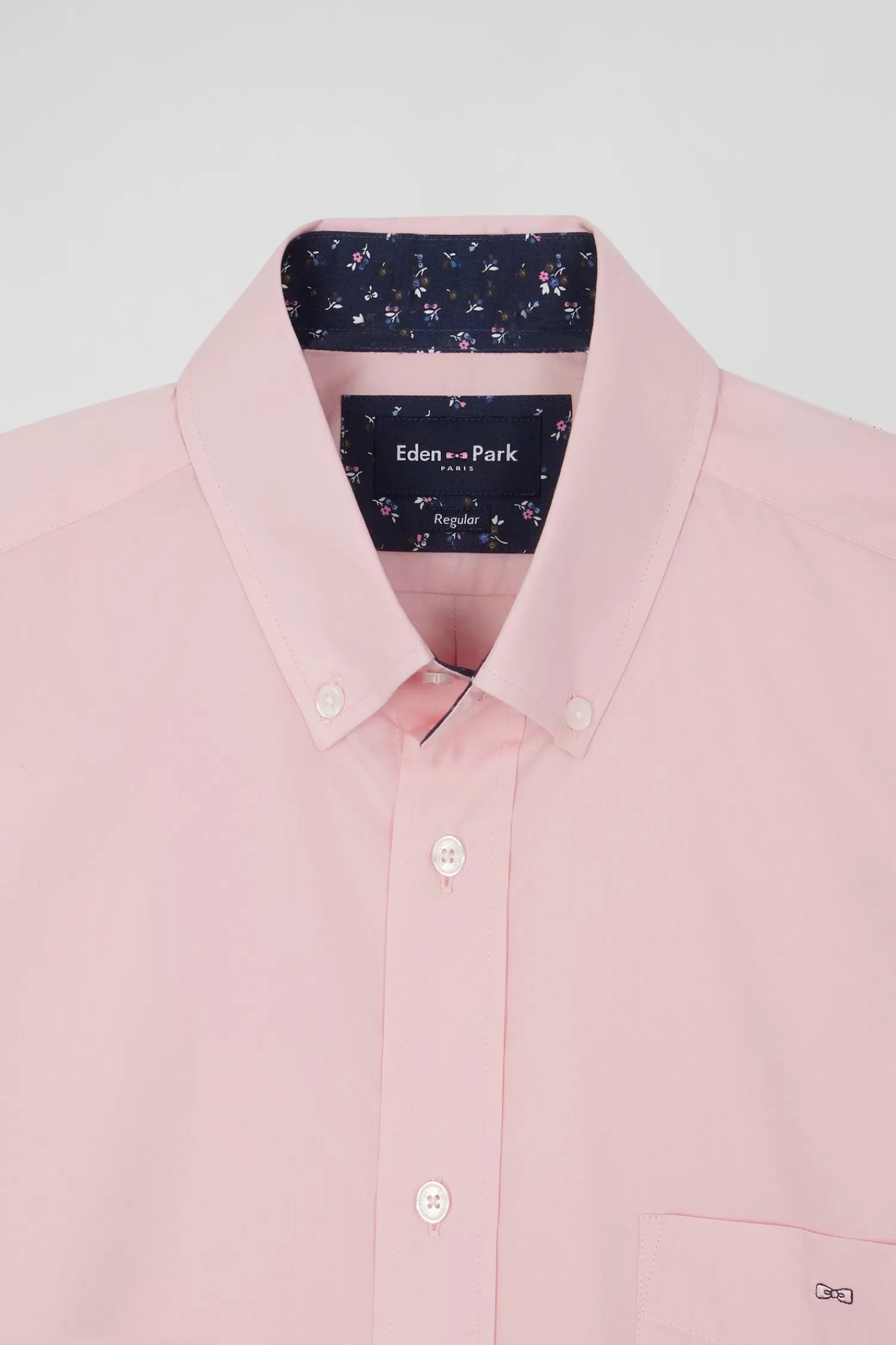 Eden Park Regular pink cotton poplin shirt with button-down collar and printed elbow patches< Shirts