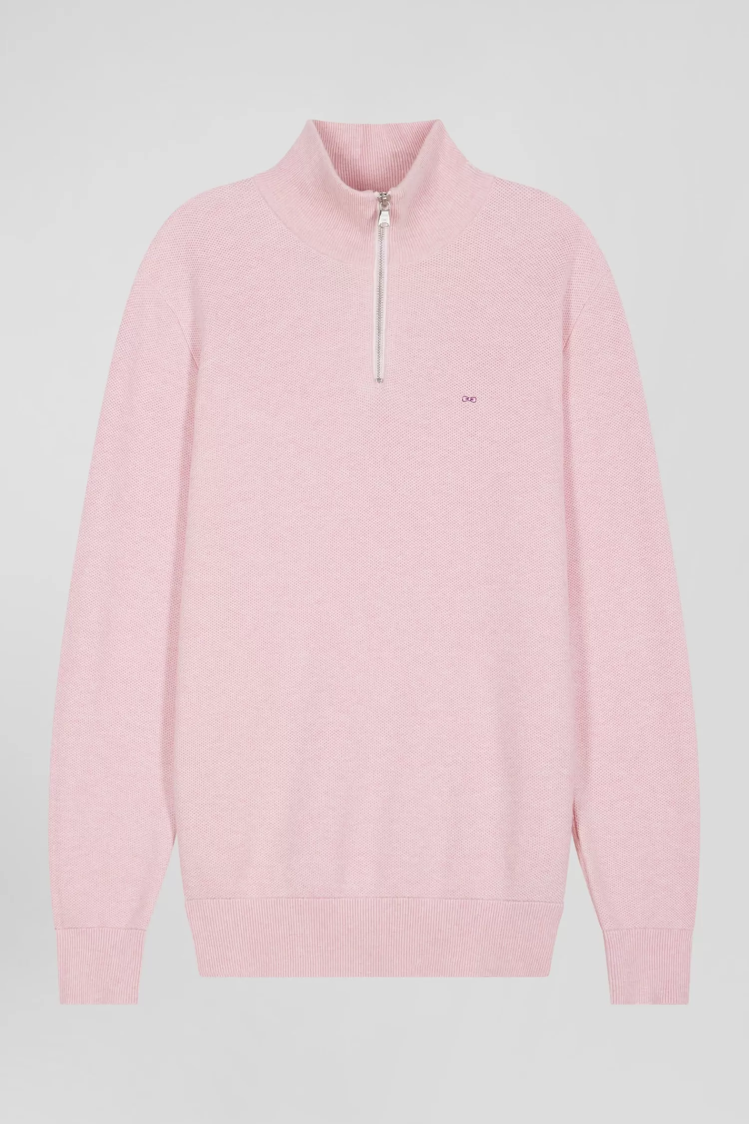Eden Park Regular pink cotton semi-zipped jumper< Sweaters