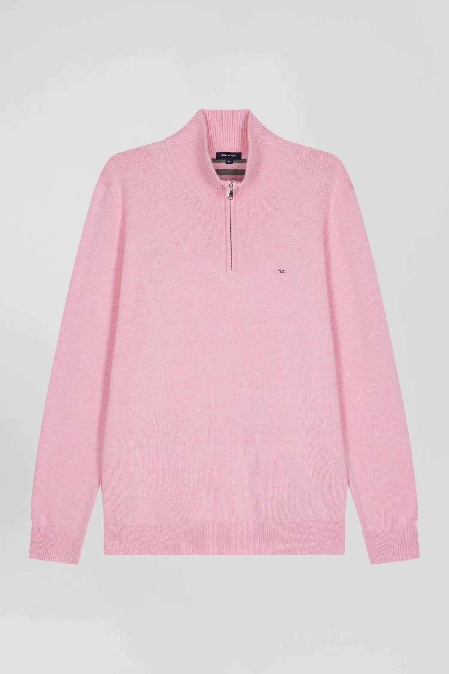 Eden Park Regular pink semi-zipped wool and cotton jumper< Sweaters