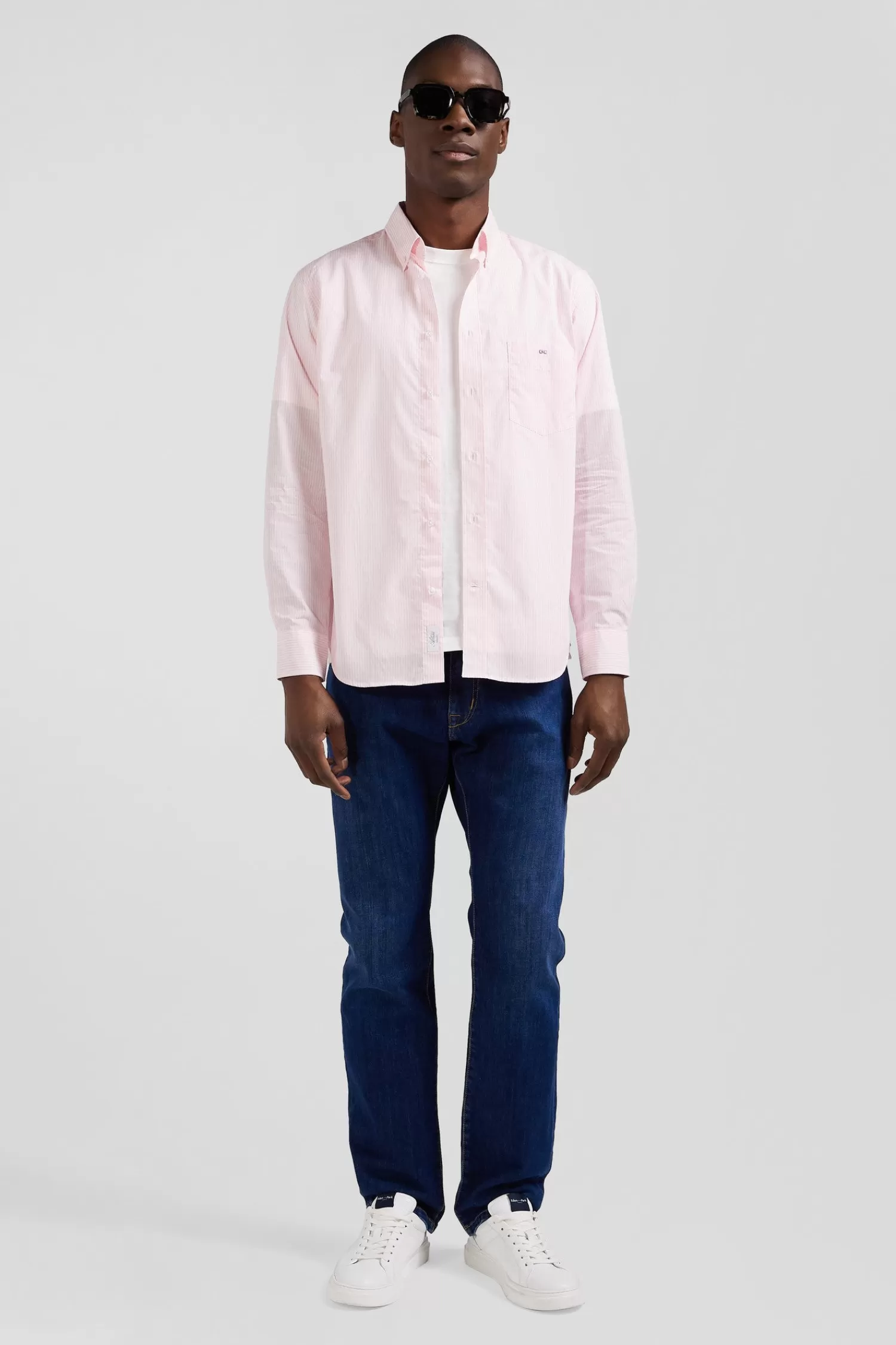 Eden Park Regular pink striped cotton jacquard shirt< Shirts
