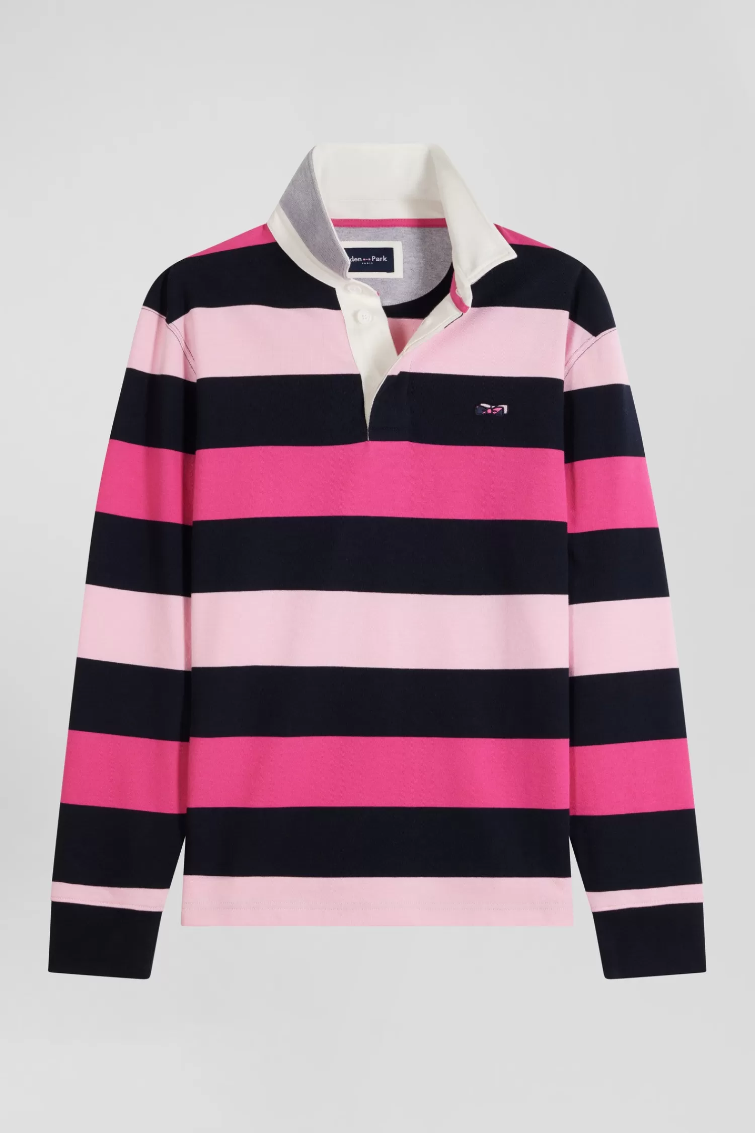 Eden Park Regular pink striped long-sleeved cotton rugby shirt< Rugby Shirts