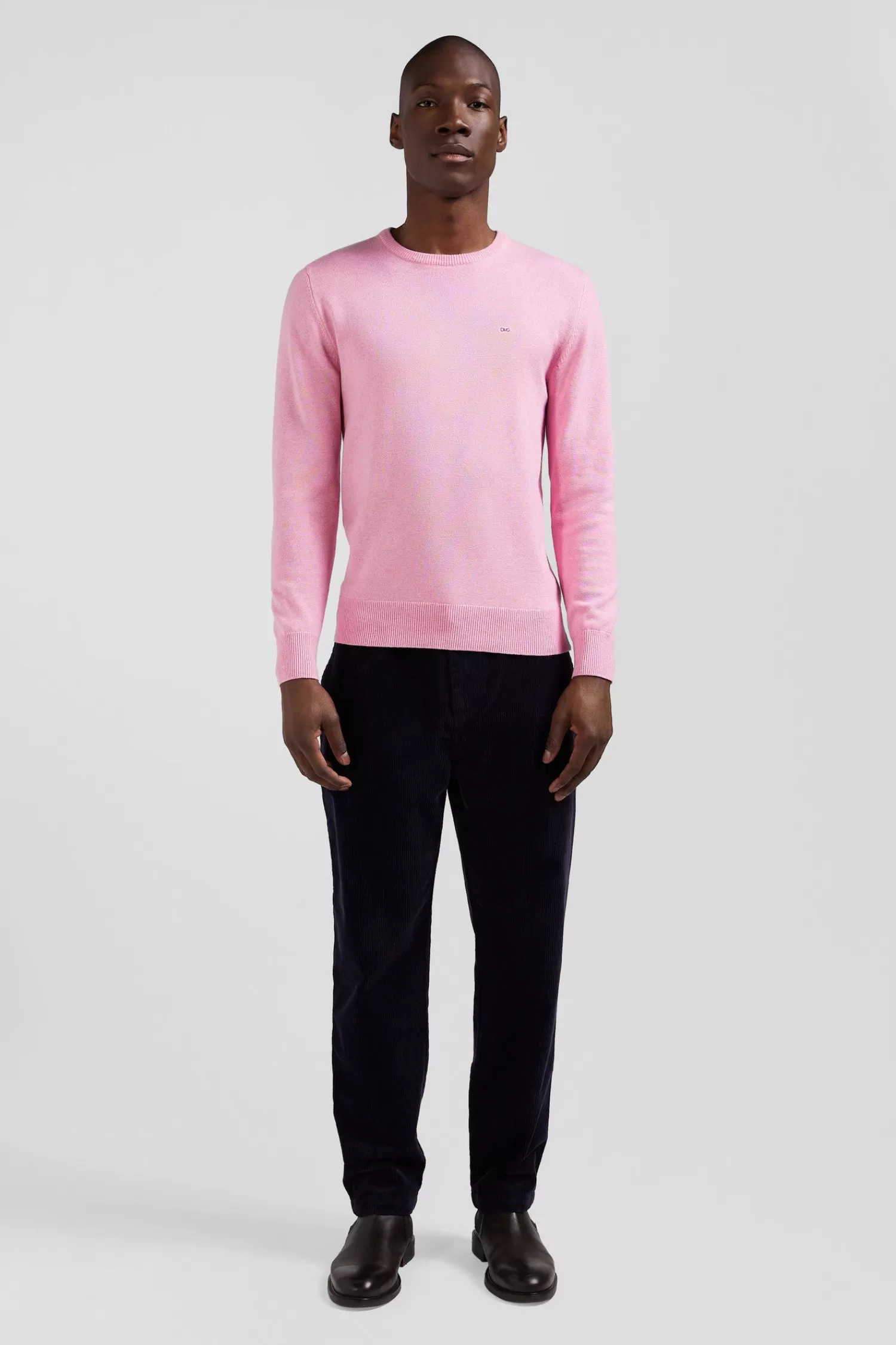 Eden Park Regular pink wool and cotton crew neck jumper< Sweaters