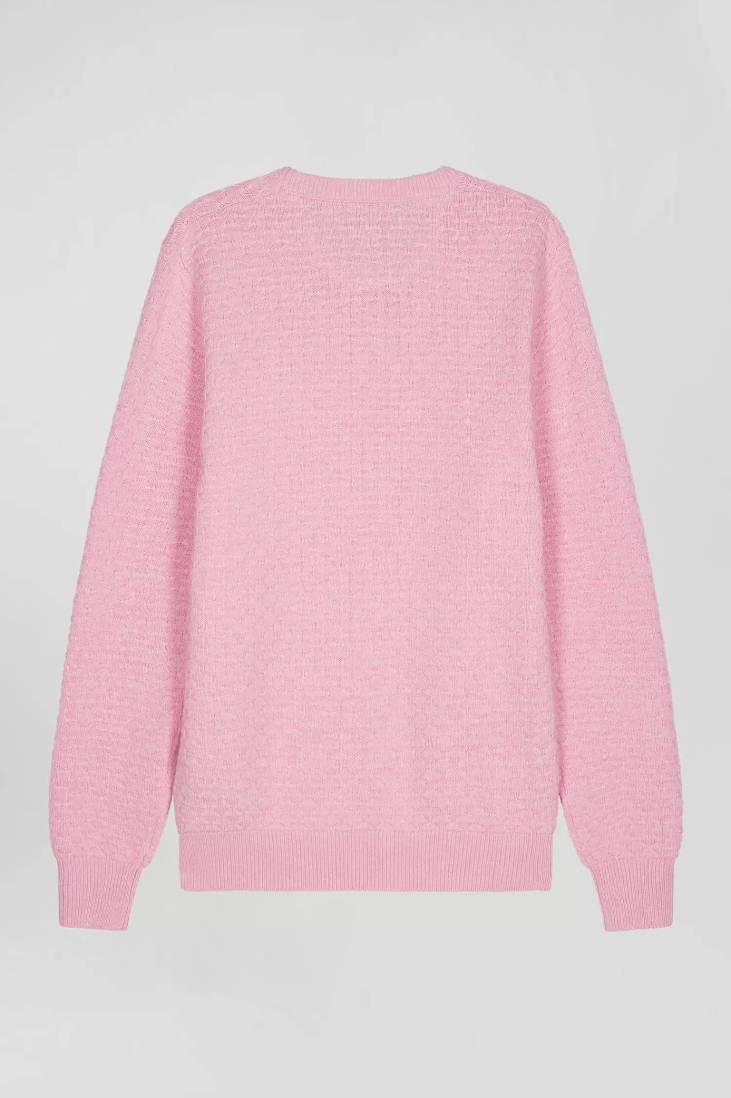 Eden Park Regular pink wool and cotton crew neck jumper with micro bow tie effect< Sweaters