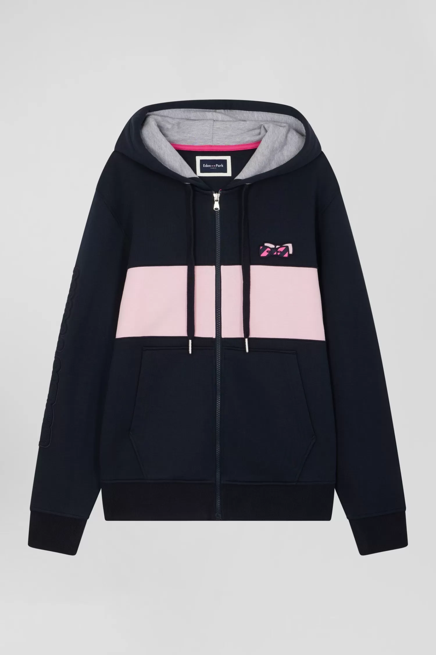 Eden Park Regular pink zipped cotton hoodie< Sweatshirts