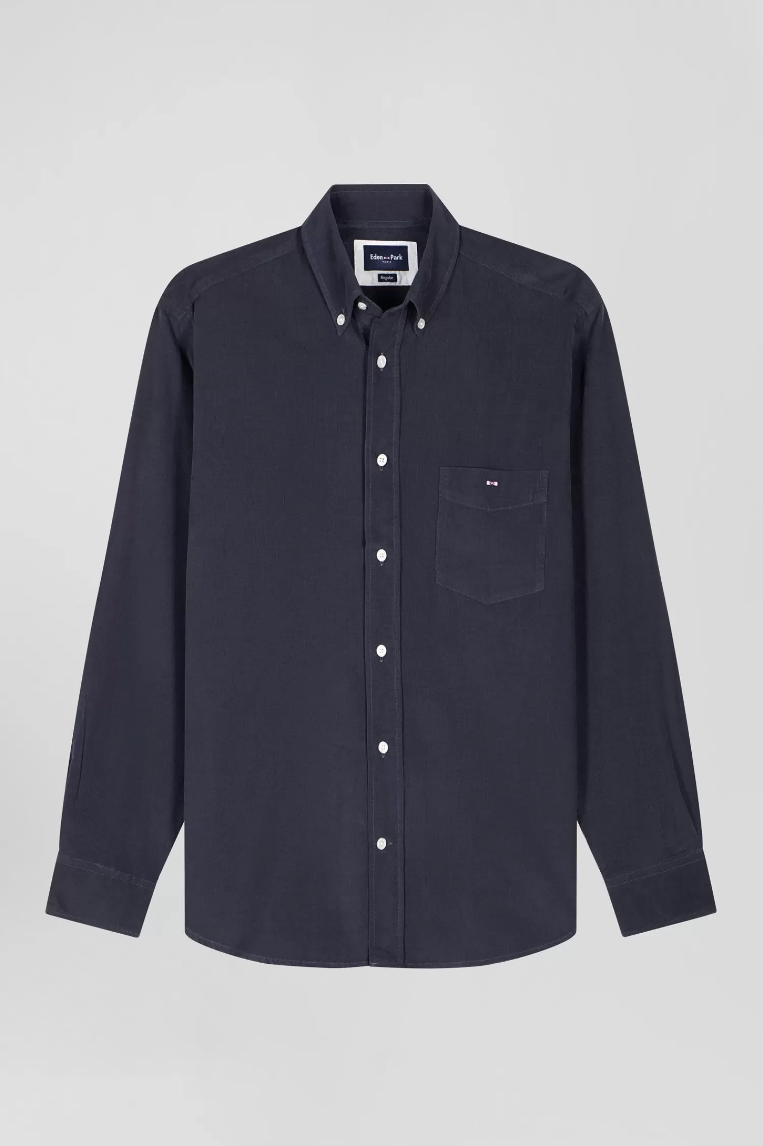 Eden Park Regular plain anthracite grey cotton shirt with button-down collar and chest pocket< Shirts