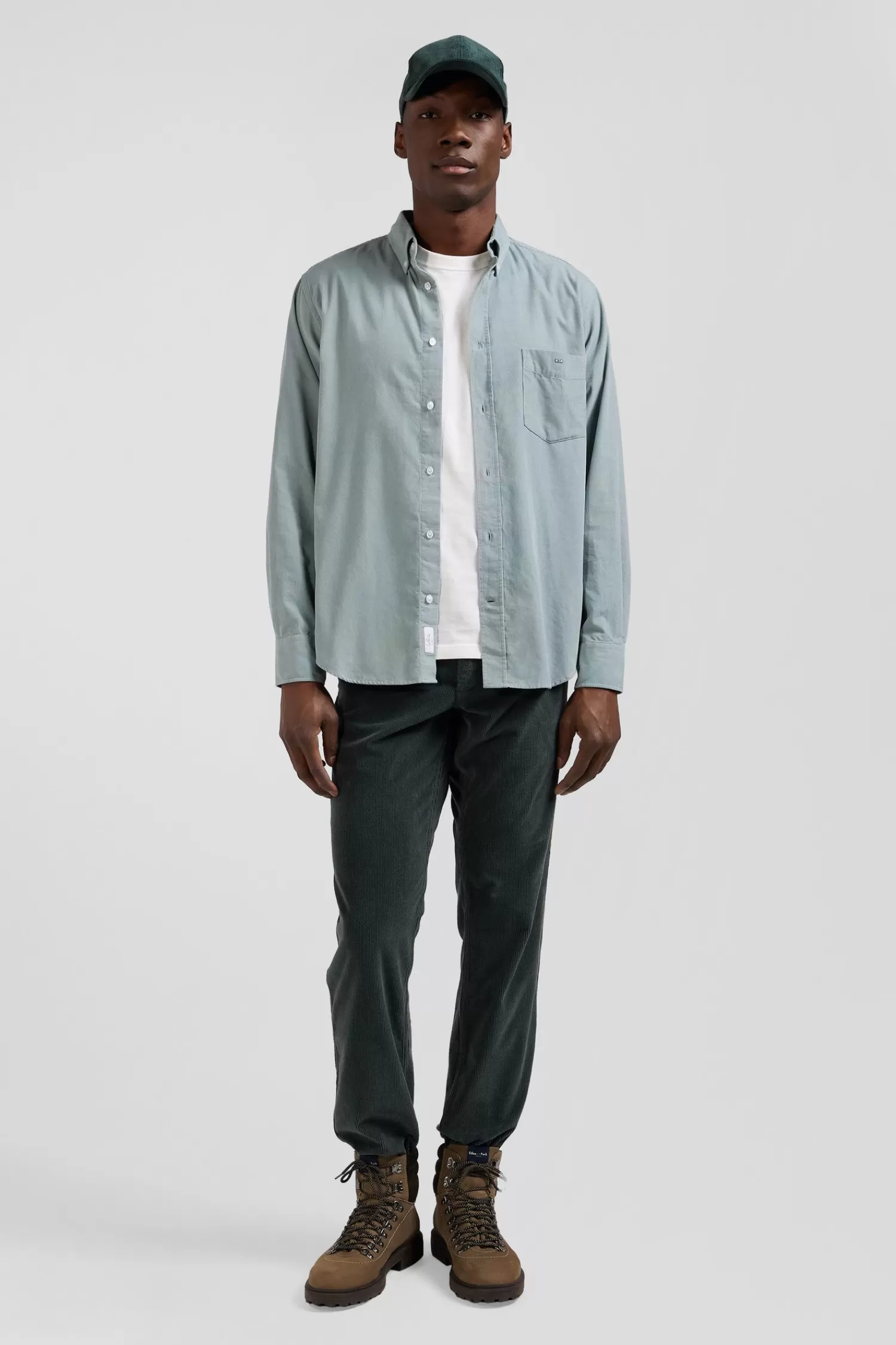 Eden Park Regular plain aqua green cotton shirt with button-down collar and chest pocket< Shirts