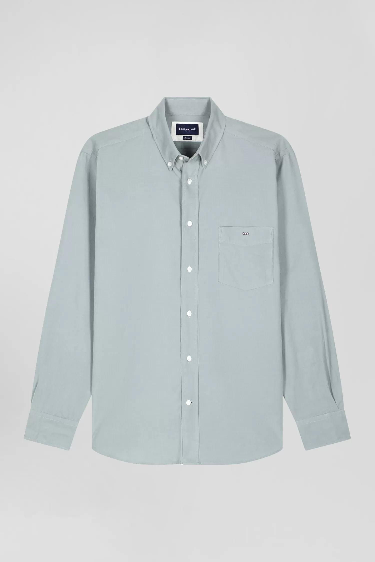 Eden Park Regular plain aqua green cotton shirt with button-down collar and chest pocket< Shirts