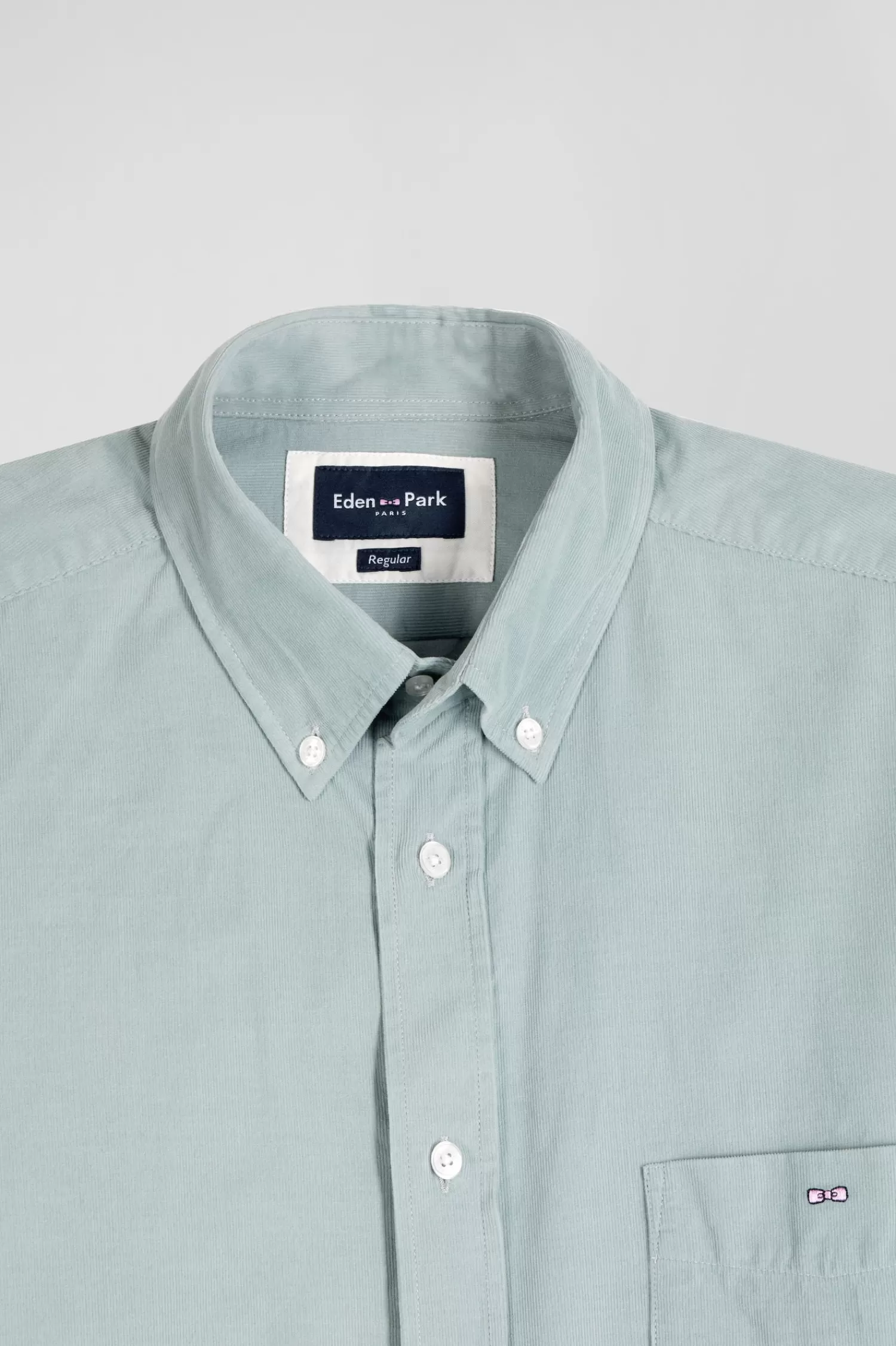 Eden Park Regular plain aqua green cotton shirt with button-down collar and chest pocket< Shirts