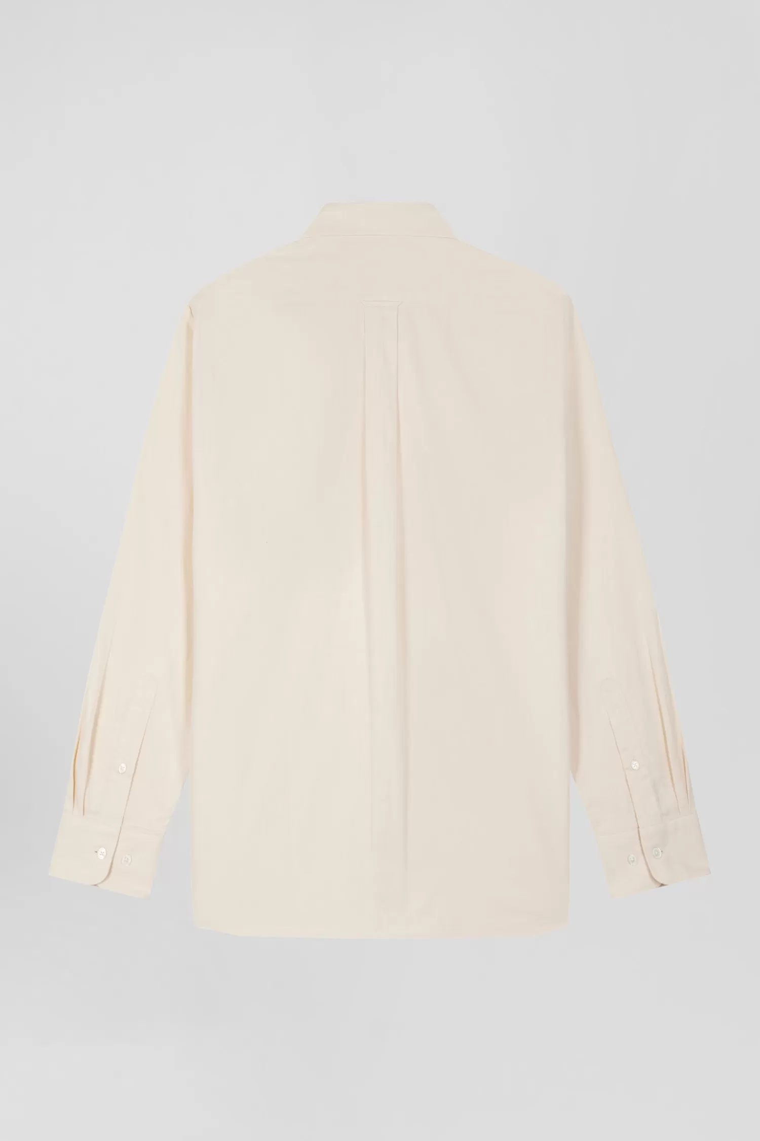 regular_plain_beige_cotton_twill_shirt_with_buttondown_collar_3.webp Eden Park Regular plain beige cotton twill shirt with button-down collar< Shirts