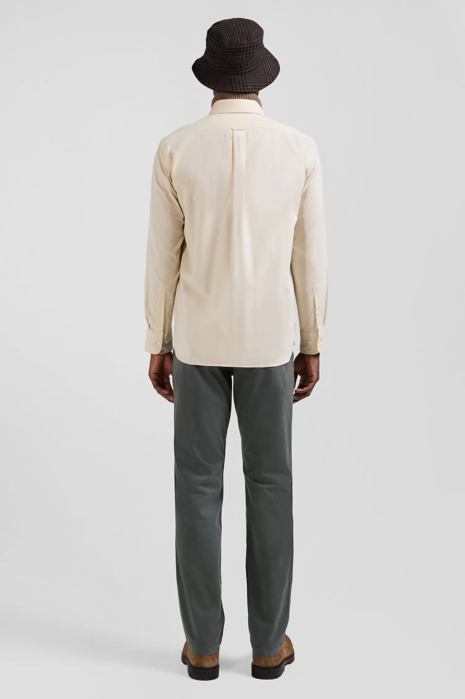 regular_plain_beige_cotton_twill_shirt_with_buttondown_collar_5.webp Eden Park Regular plain beige cotton twill shirt with button-down collar< Shirts